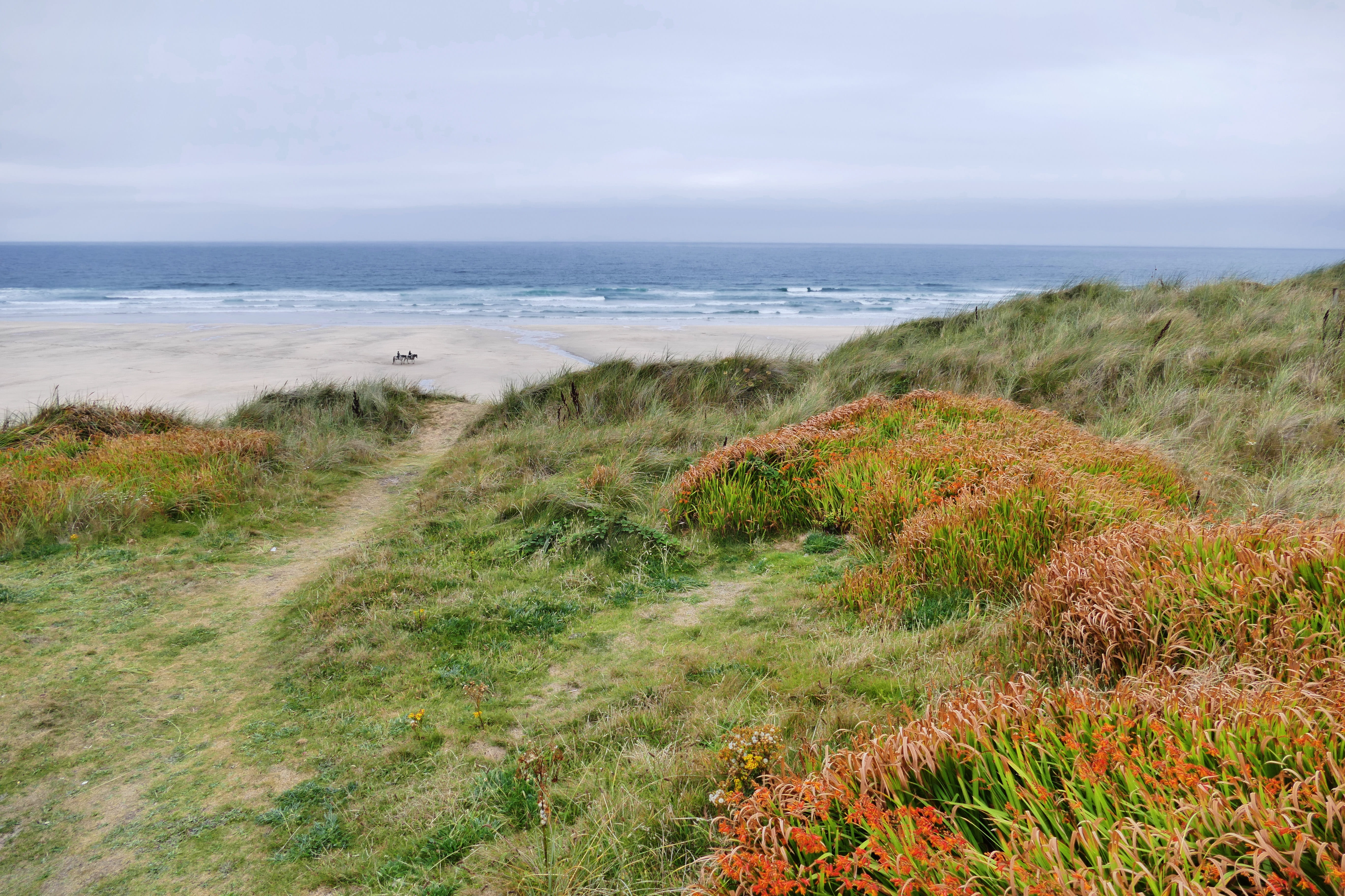 leisure, bay, tourism, south, rock, summer, waves, travel, perranporth beach, plant, horizon, scenic, british, perran, seaside, atlantic, uk, seascape, HD Wallpaper