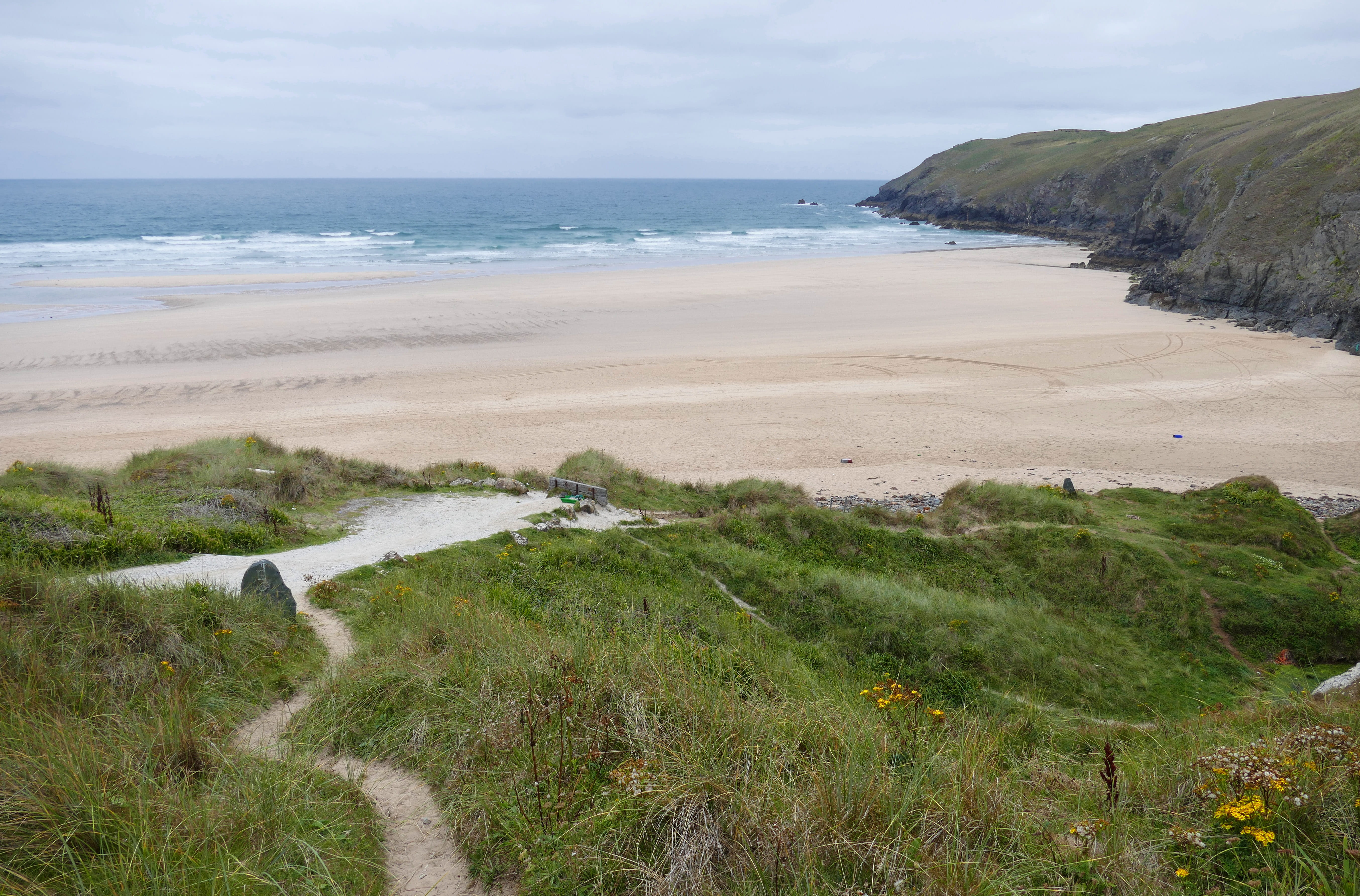 country, happy holidays, newquay, coastal, outdoors, marram grass, sand, water, tranquil, day, coastline, nature, no people, blue, vacation, scenics - nature, HD Wallpaper