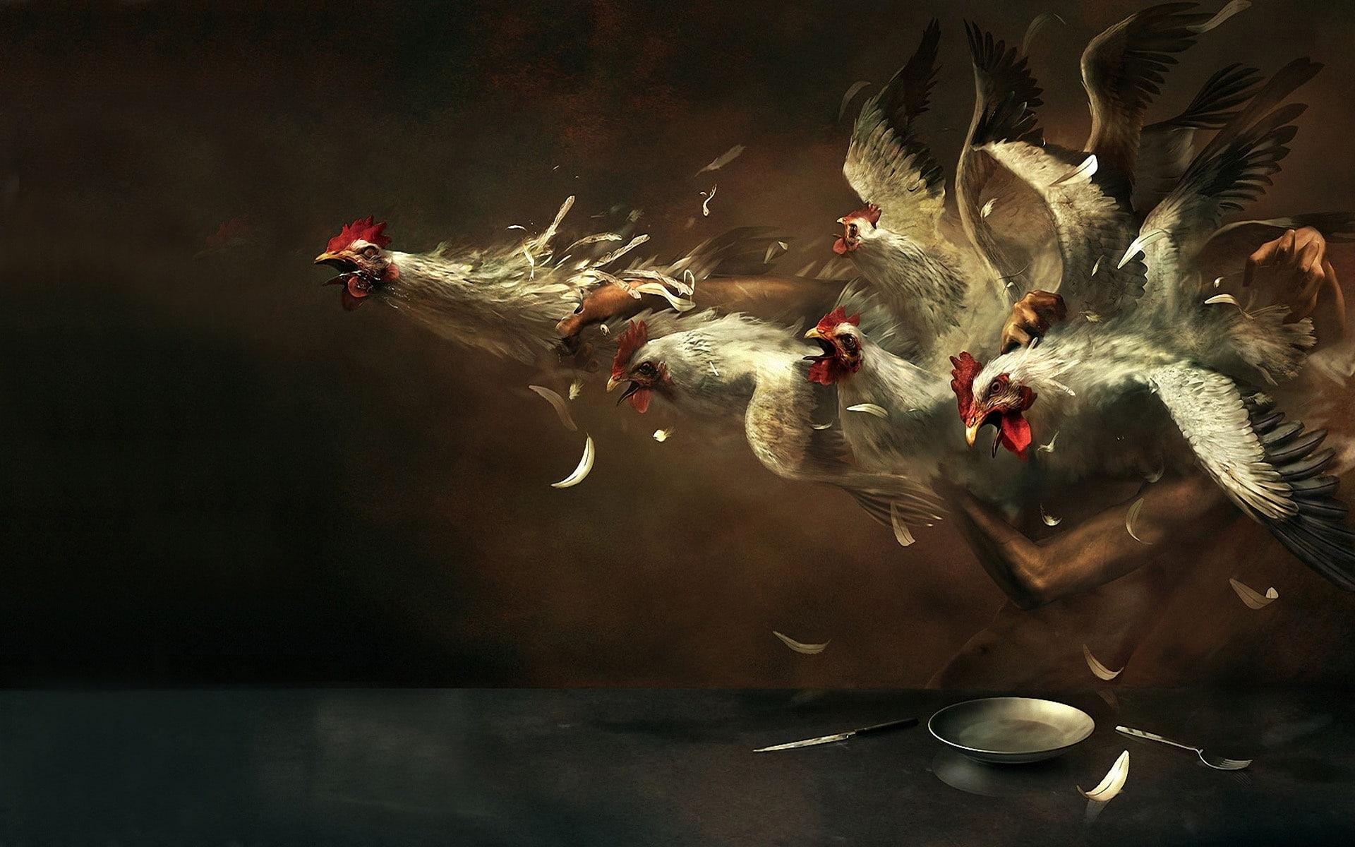 crazy, chickens, 1080P, HD Wallpaper