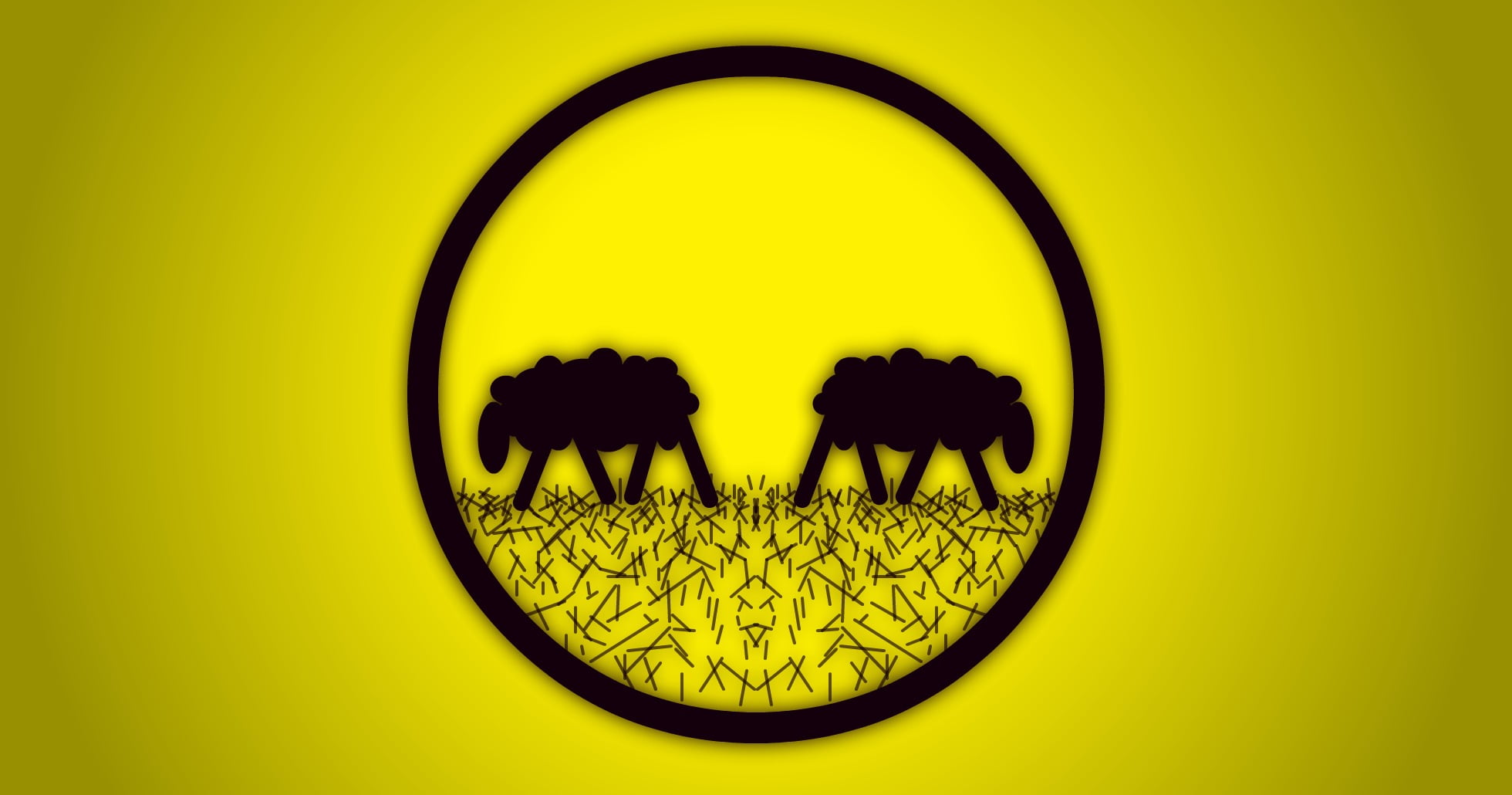 animal, OVEJA NEGRA, no people, shape, yellow background, full frame, circle, animal themes, geometric shape, colored background, black sheep, close-up, HD Wallpaper