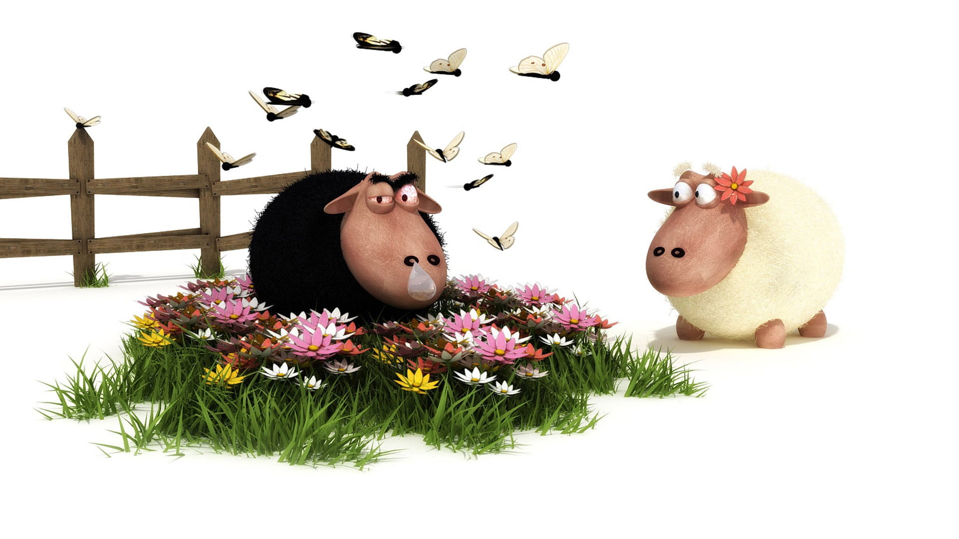 indoors, nature, vertebrate, flowering plant, freshness, young adult, representation, art and craft, grass, sheeps, one person, sheep, flower, headshot, HD Wallpaper