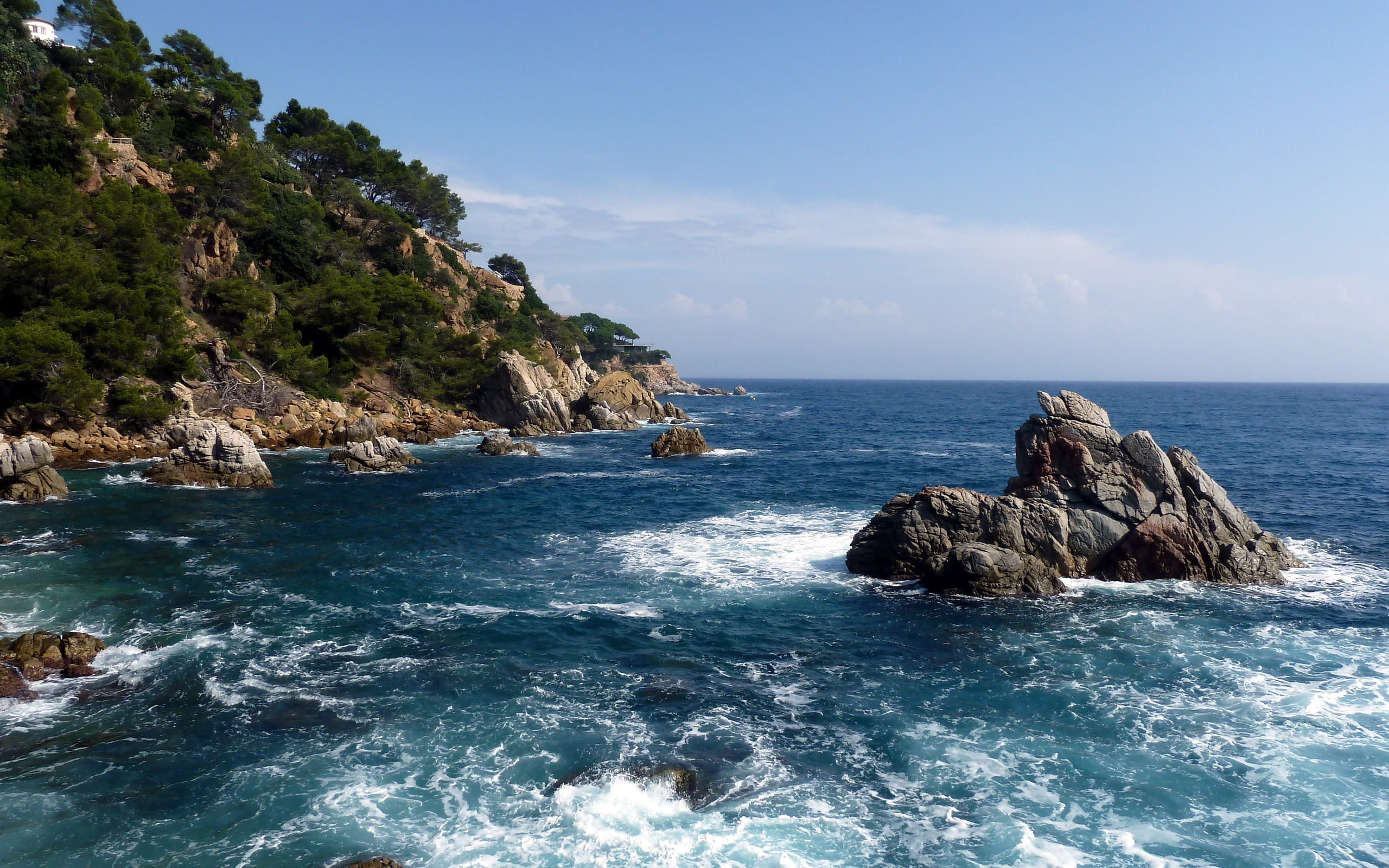 waterfront, stones, no People, water, tourism, rocky coastline, land, idyllic, sky, scenics - nature, coast, island, rock formation, motion, blue, seascape, HD Wallpaper