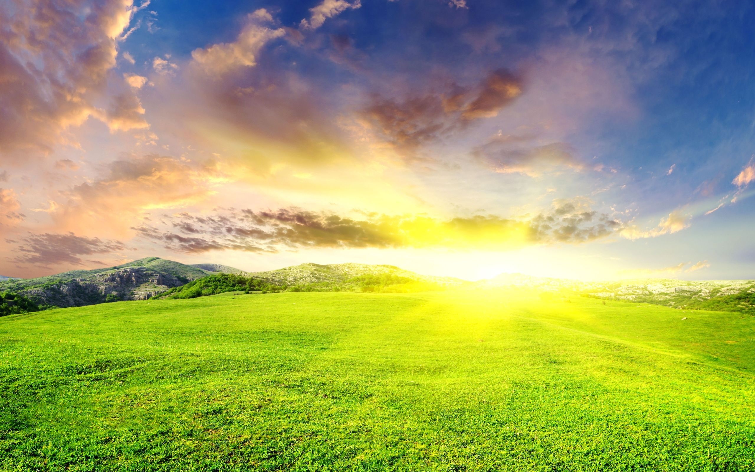 superb, spring, hills, landscape, summer, 2K, nature, sunset, HD Wallpaper