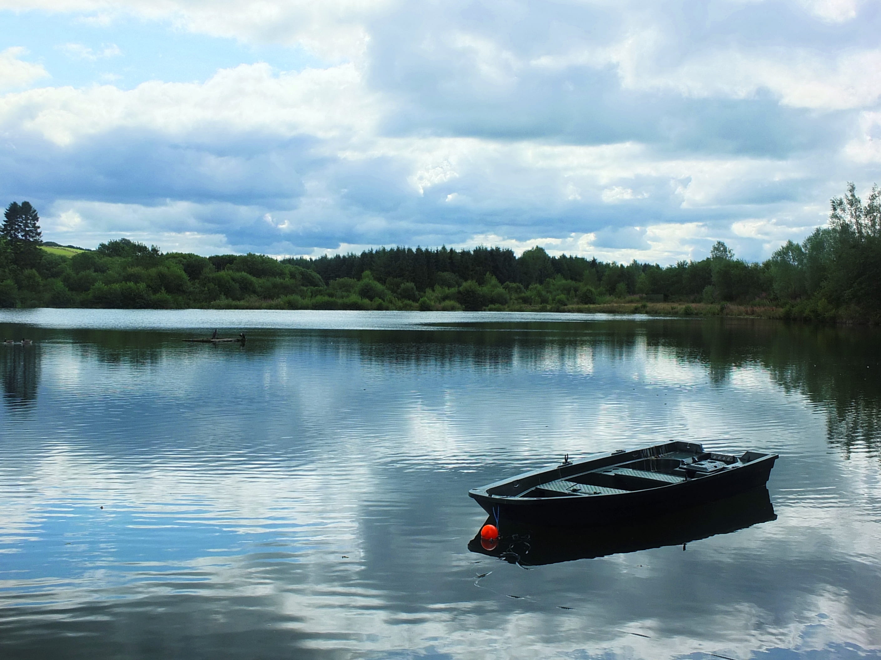 recreation, rowboat, distance, tranquil scene, day, clouds, moored, panorama, 2K, sky, scenic, mode of transportation, nature, fishing, jon, scenics - nature, HD Wallpaper