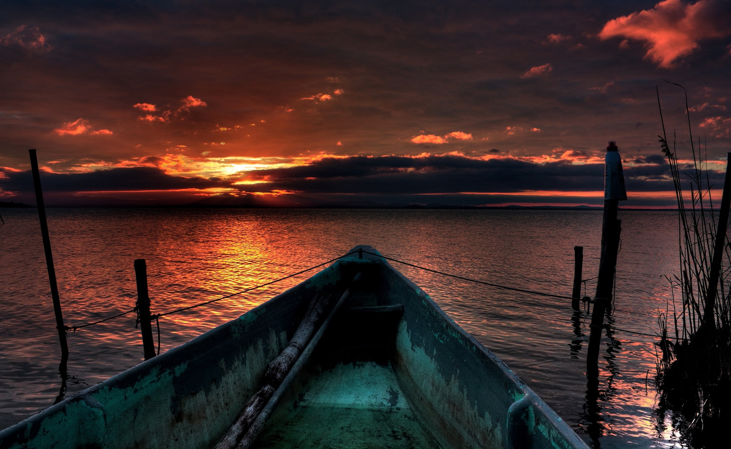 non-urban scene, cloud - sky, transportation, sunset, Fishing, water, Nature, tranquil scene, 2K, sea, idyllic, Beach, no people, jon, scenics - nature, HD Wallpaper