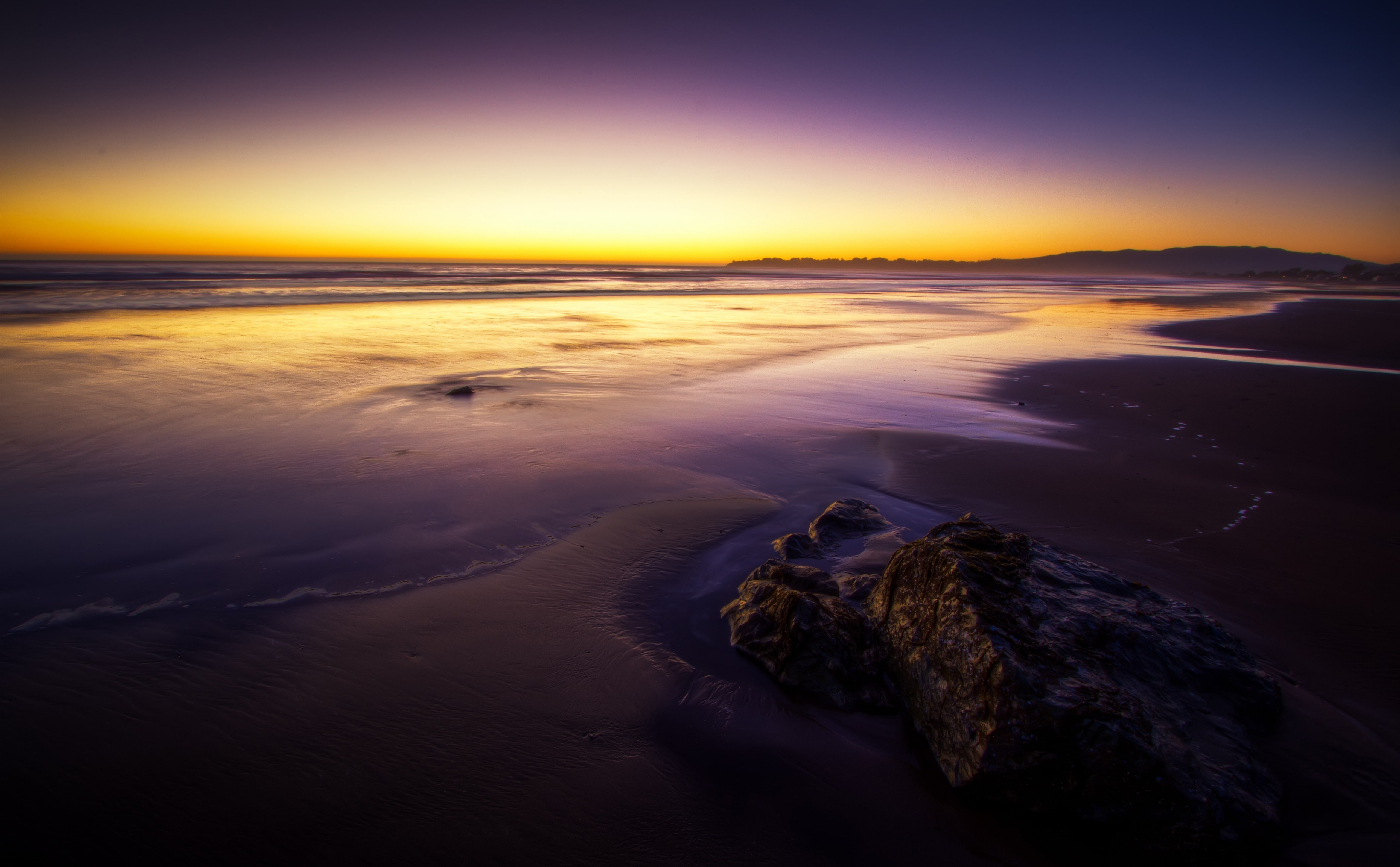 Beach, Seascape, Rock, unitedstates, sea, Landscape, stinsonbeach, beauty in nature, one animal, animal, purple, animal themes, sky, scenics - nature, animals in the wild, HD Wallpaper