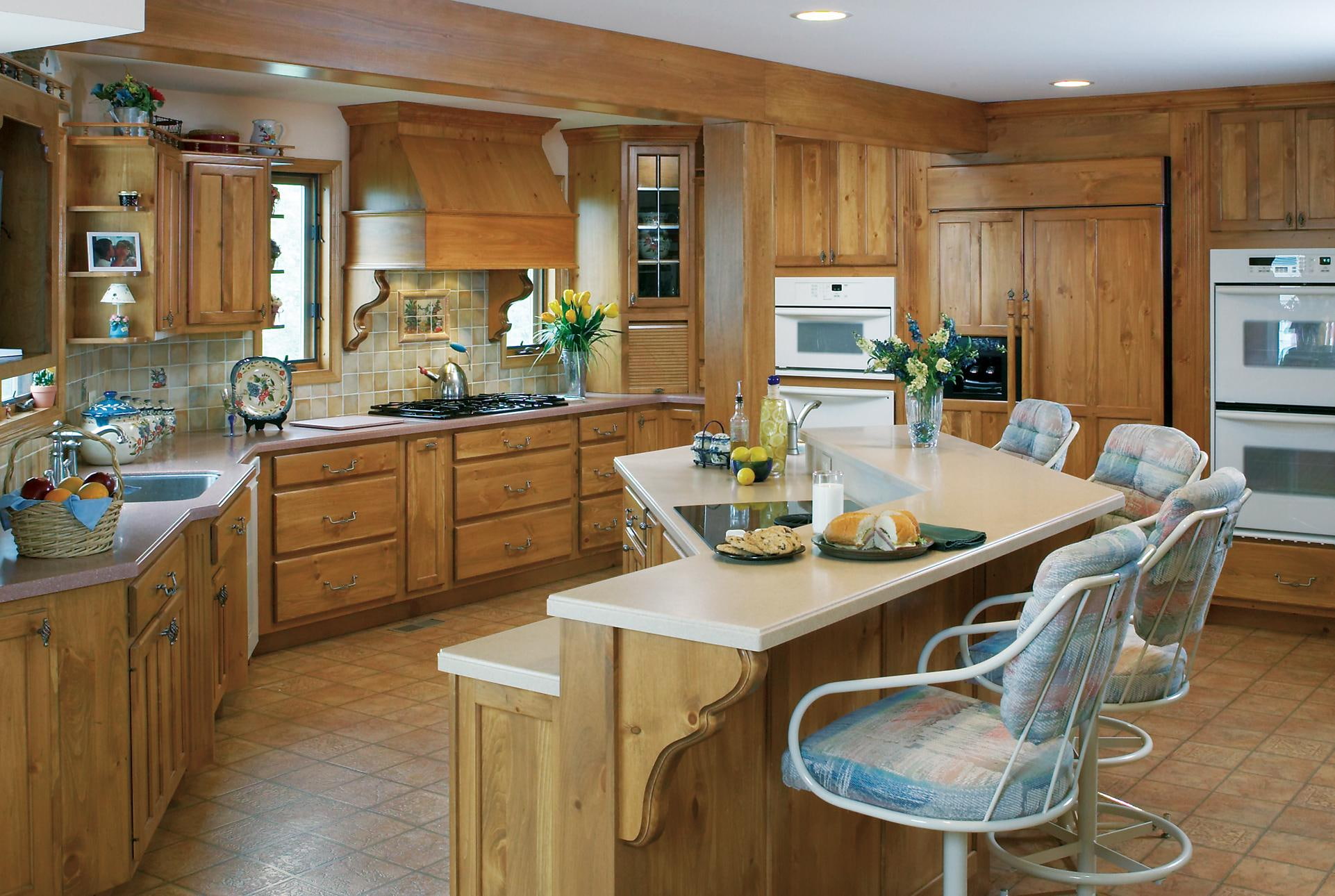 house, pine, kitchen, white, flowers, 1080P, arhitecture, floor, popular, dinner, fruits, home, elegant, food, HD Wallpaper