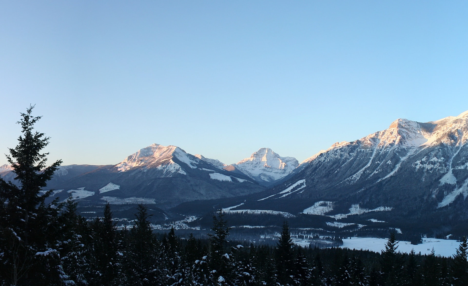 copy space, tree, tranquil scene, Nature, mountain range, Mountains, snowcapped mountain, Kootenays, 1080P, mountain, day, tranquility, winter, outdoors, HD Wallpaper