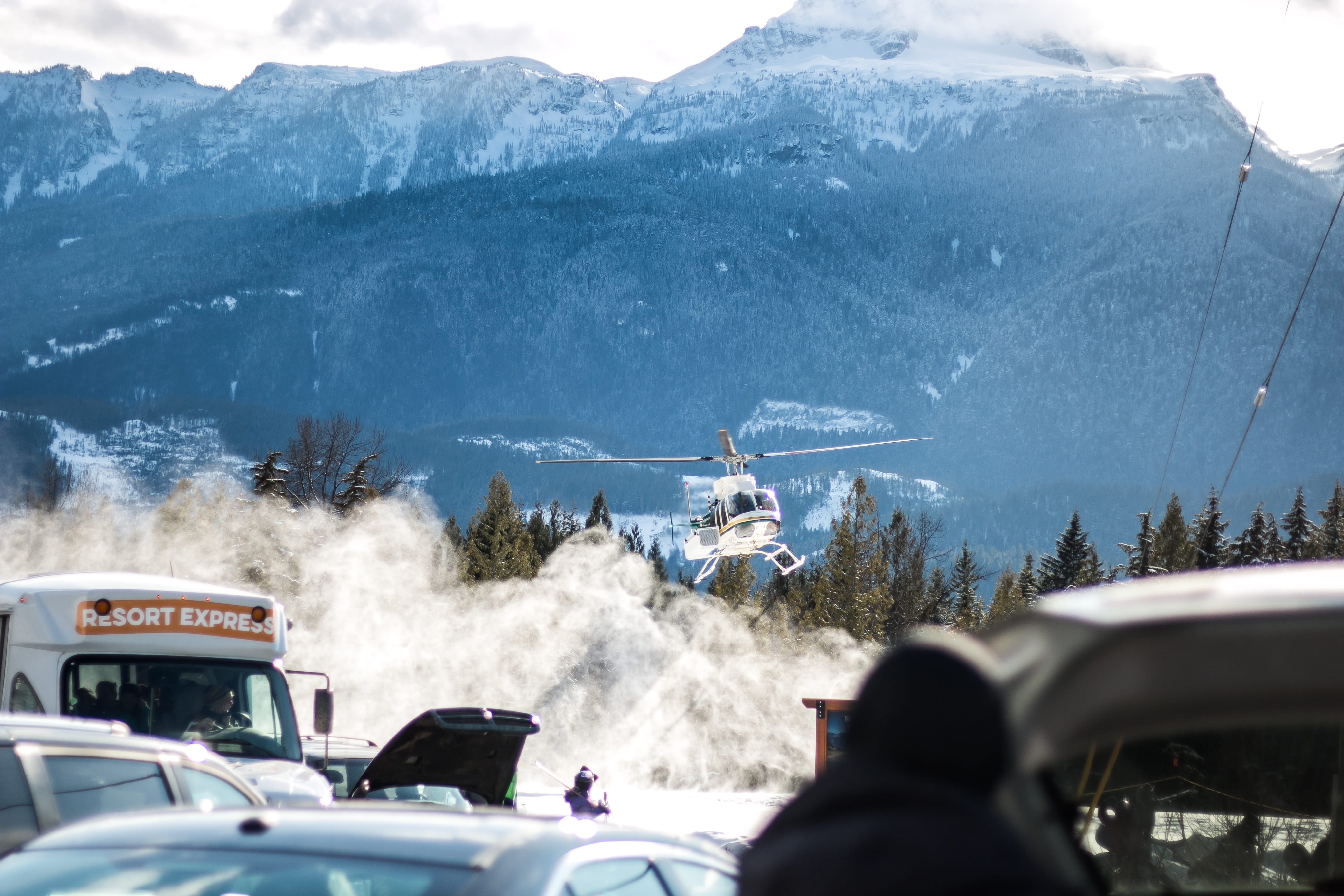 cold temperature, helicopter, land vehicle, heli, beauty in nature, windshield, resort, trees, revelstoke, snowcapped mountain, mountain, mode of transportation, HD Wallpaper