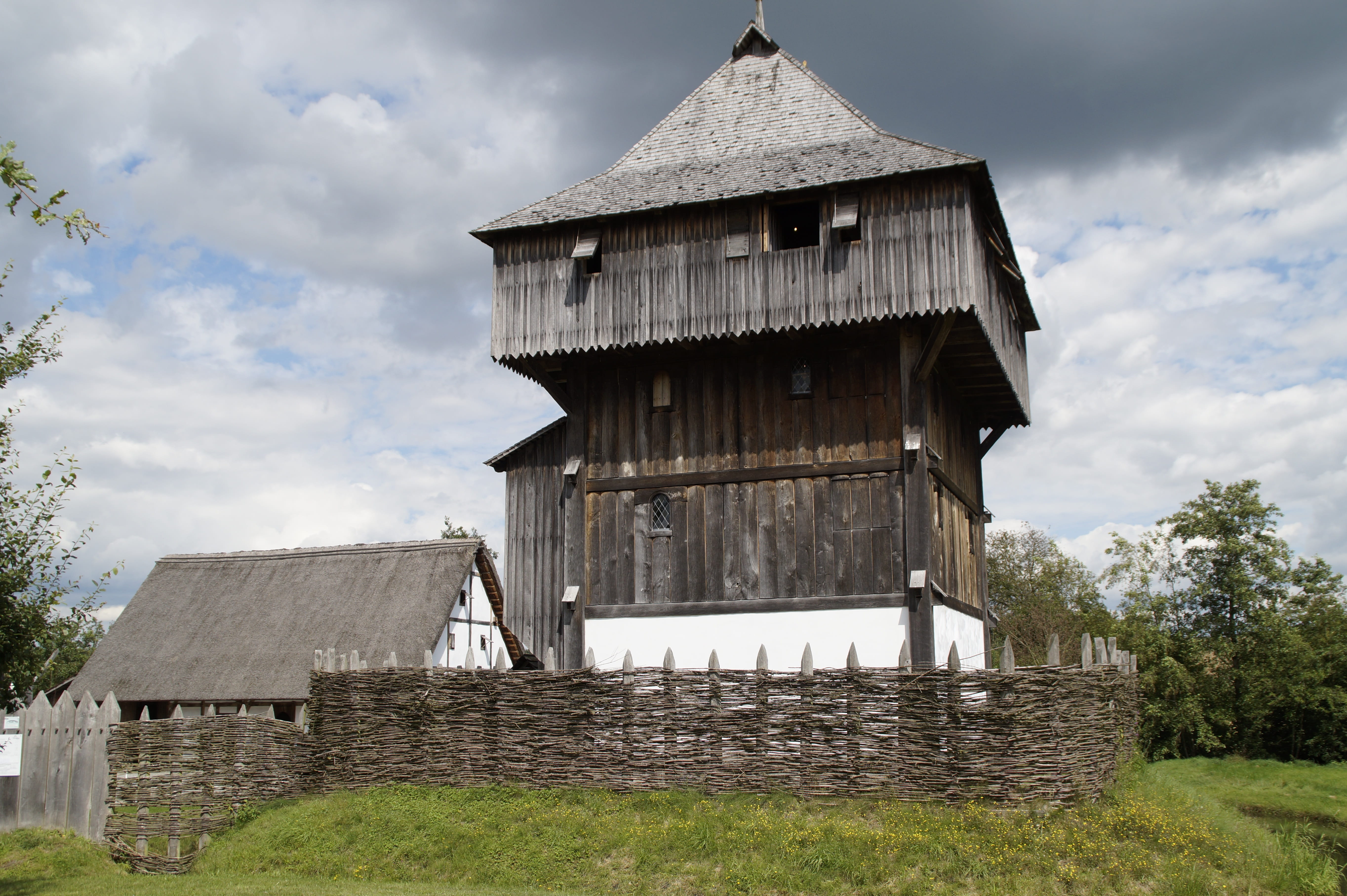reconstruction, day, bach ritterburg, house, no people, grass, Knight, knights castle, reconstructed, field, building, cloud - sky, tower, abandoned, building exterior, HD Wallpaper