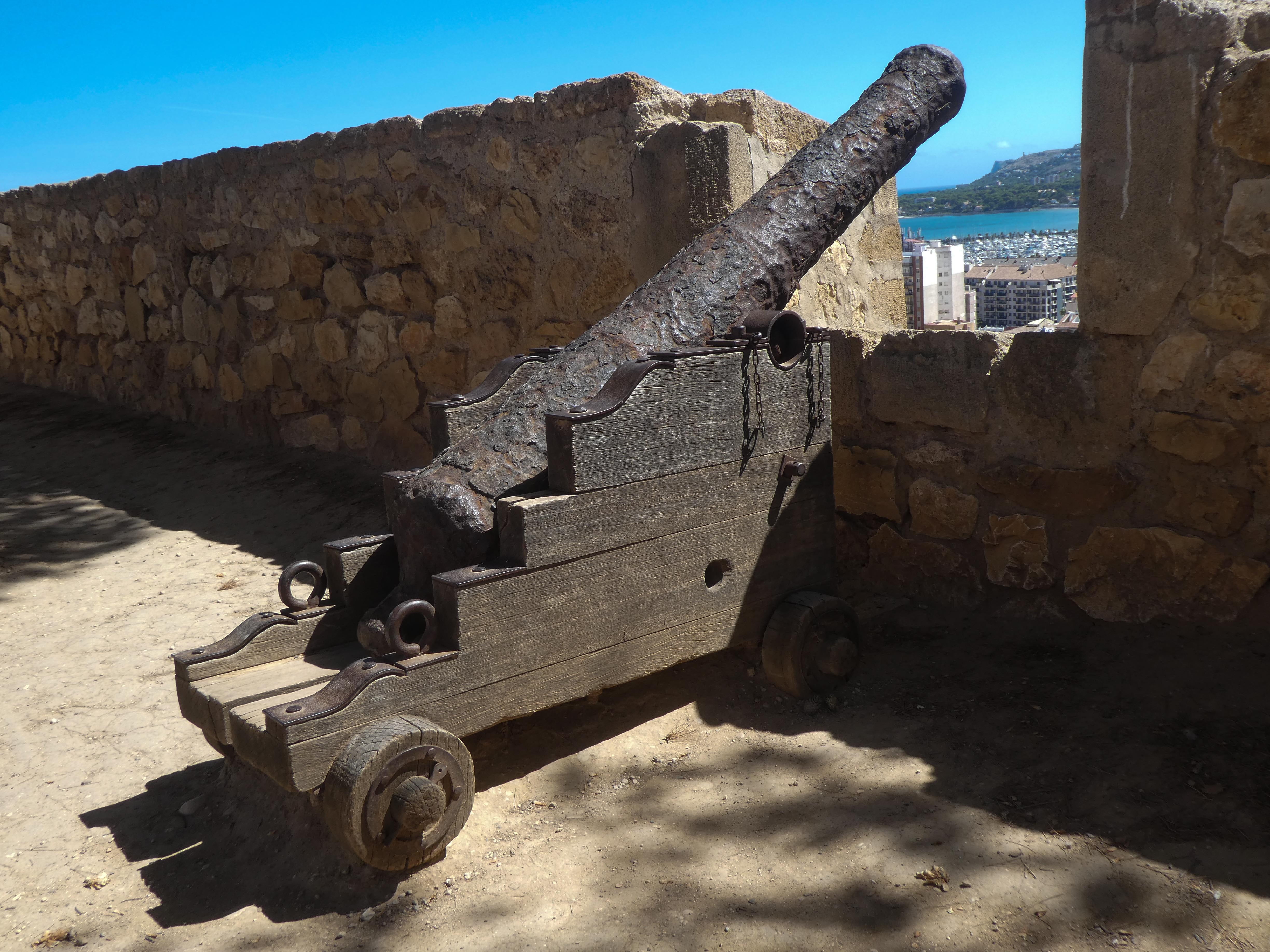tourism, tower, fortress, sunlight, historic, fighting, castle, denia, stone wall, fort, monument, building, wall, nature, cannon, weapon, military, conflict, HD Wallpaper