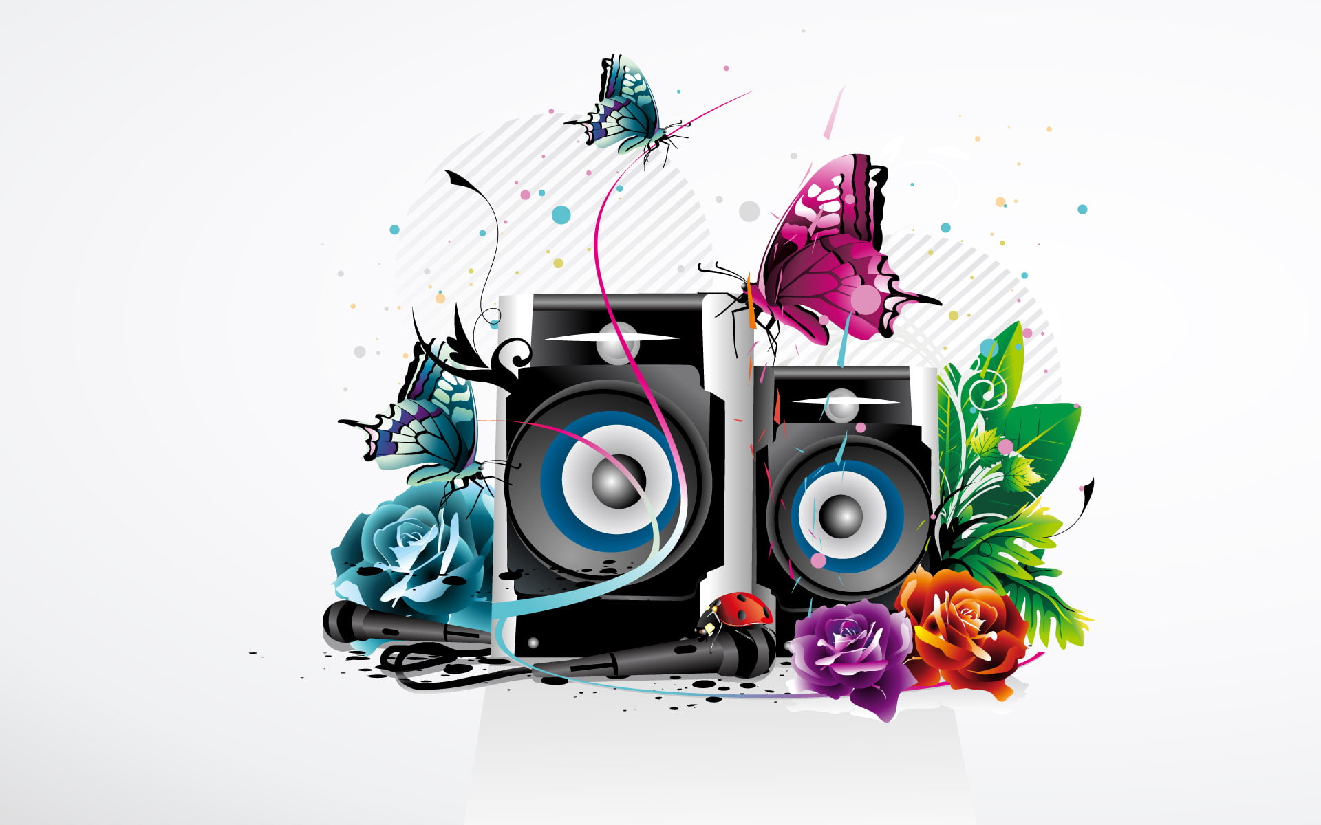 black, white, nature, 1080P, vector and design, speaker, speakers, HD Wallpaper