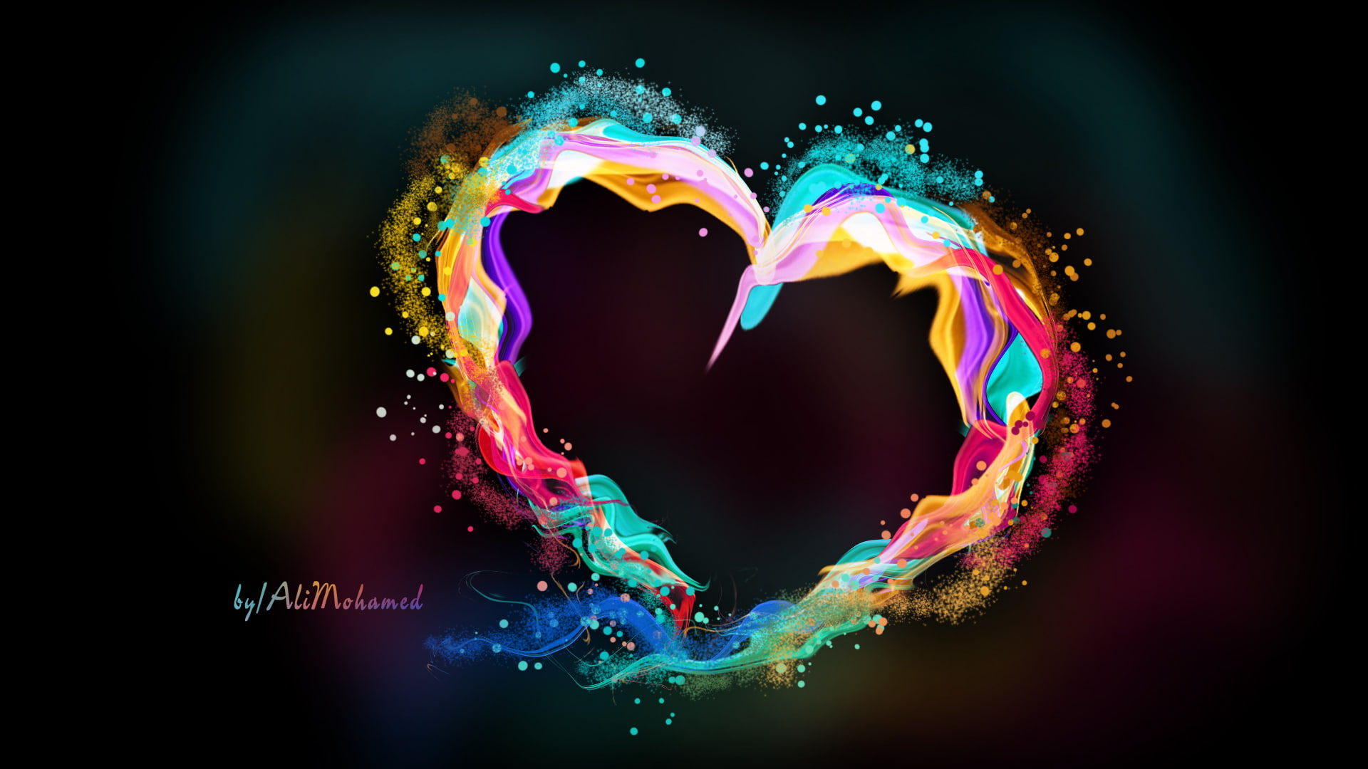 1080P, heart, digital art, Photoshop, colorful, simple background, HD Wallpaper