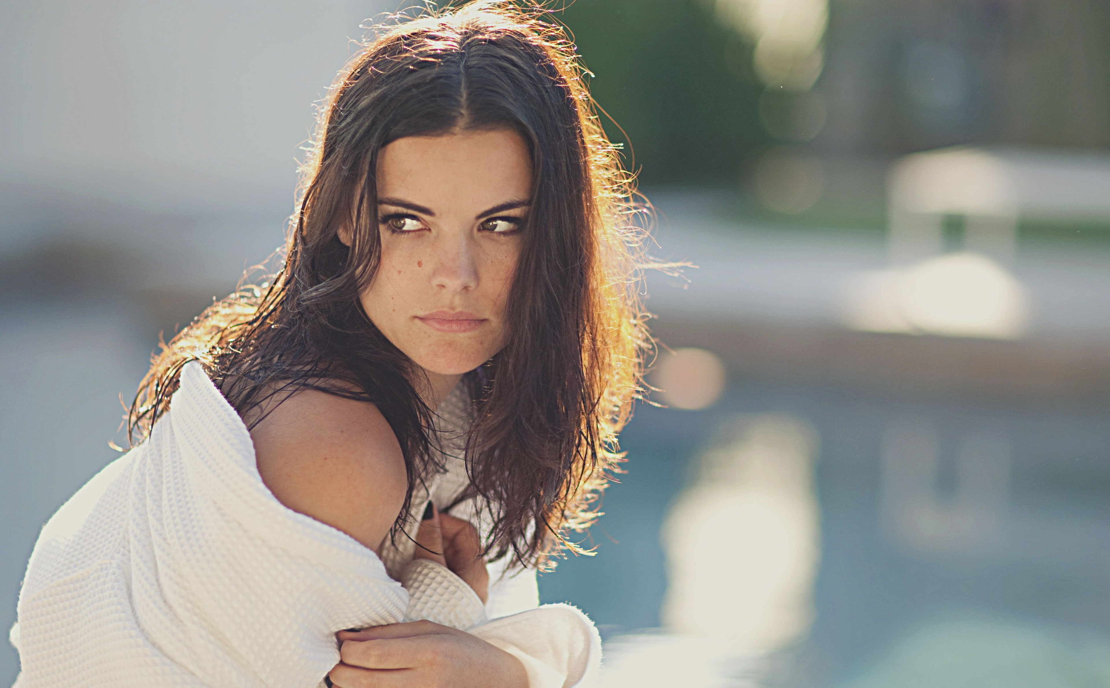 4K, jaimie alexander 4k   download for desktop, brown hair, beauty, hairstyle, outdoors, casual clothing, long hair, beautiful people, beautiful woman, HD Wallpaper