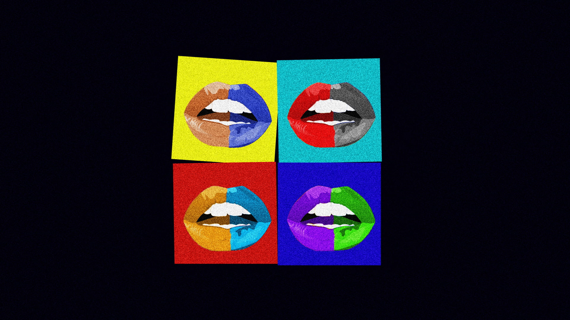 blue, minimalism, 1080P, pop art, multi colored, studio shot, colorful, food, indoors, close-up, collage, lips, Photoshop, creativity, simple background, HD Wallpaper