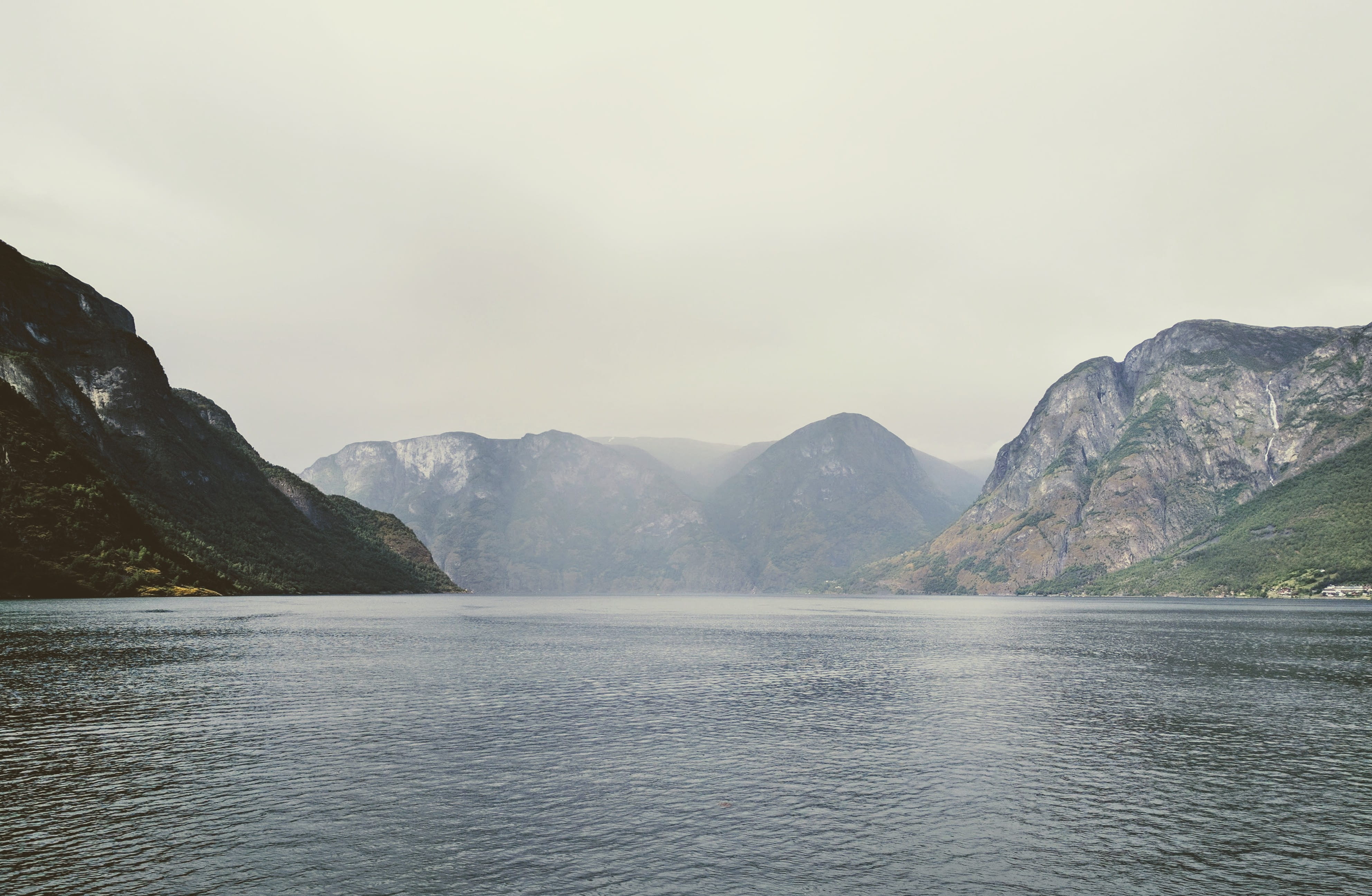 norway, lake, aurland, nature, mountain range, sky, non-urban scene, idyllic, beauty in nature, 4K, mountain, tranquility, travel destinations, remote, HD Wallpaper