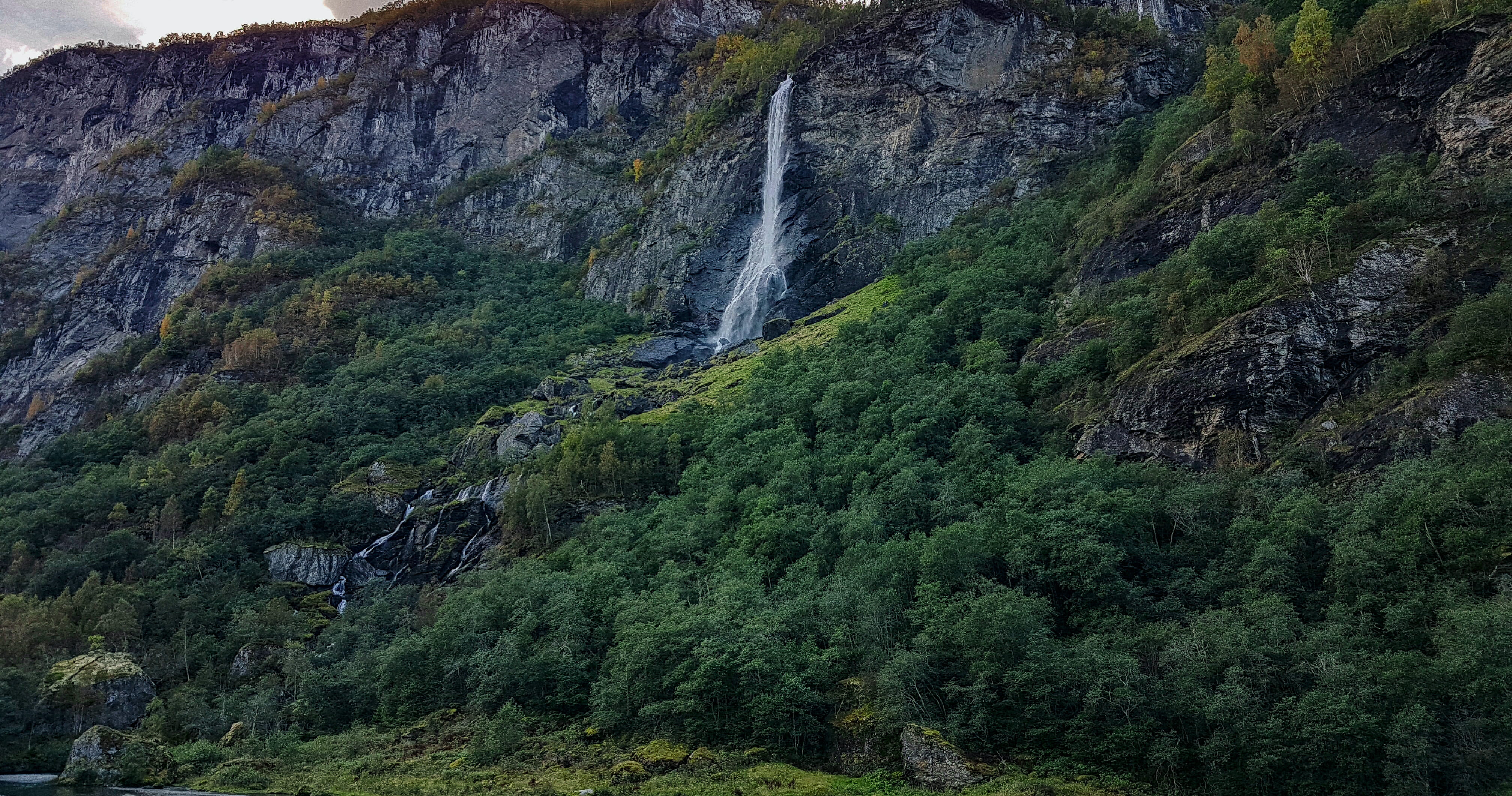 jungle, norway, outdoors, motion, grey, 4K, forest, aurland, formation, landslide, waterfalls, land, non-urban scene, rock, rainforest, plant, water, tranquility, HD Wallpaper