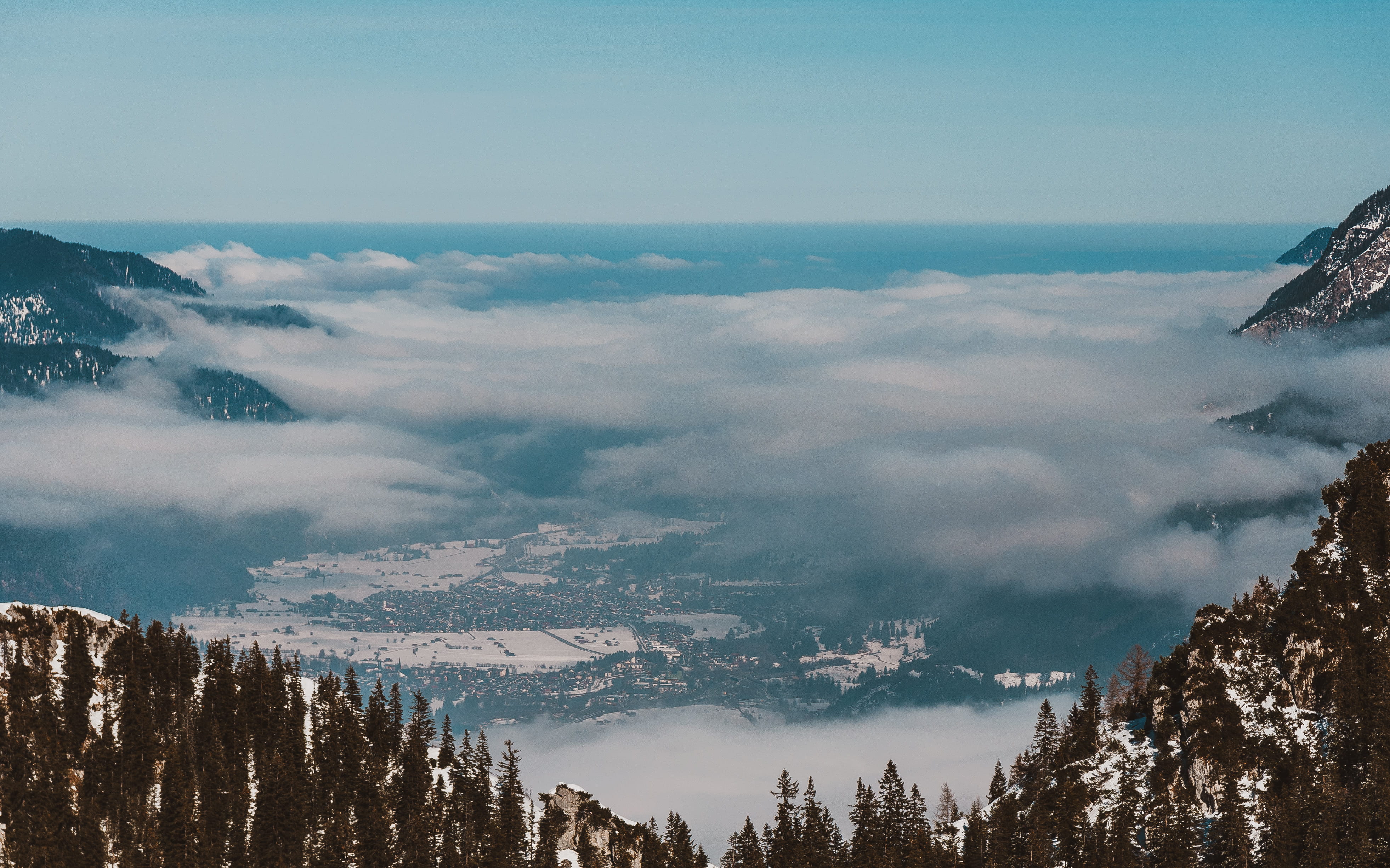 landscape, mountain, land, mountain range, road, fir, cloud - sky, basin, spruce, 4K, way, outdoors, cover, pine, scenery, tranquility, beauty in nature, HD Wallpaper