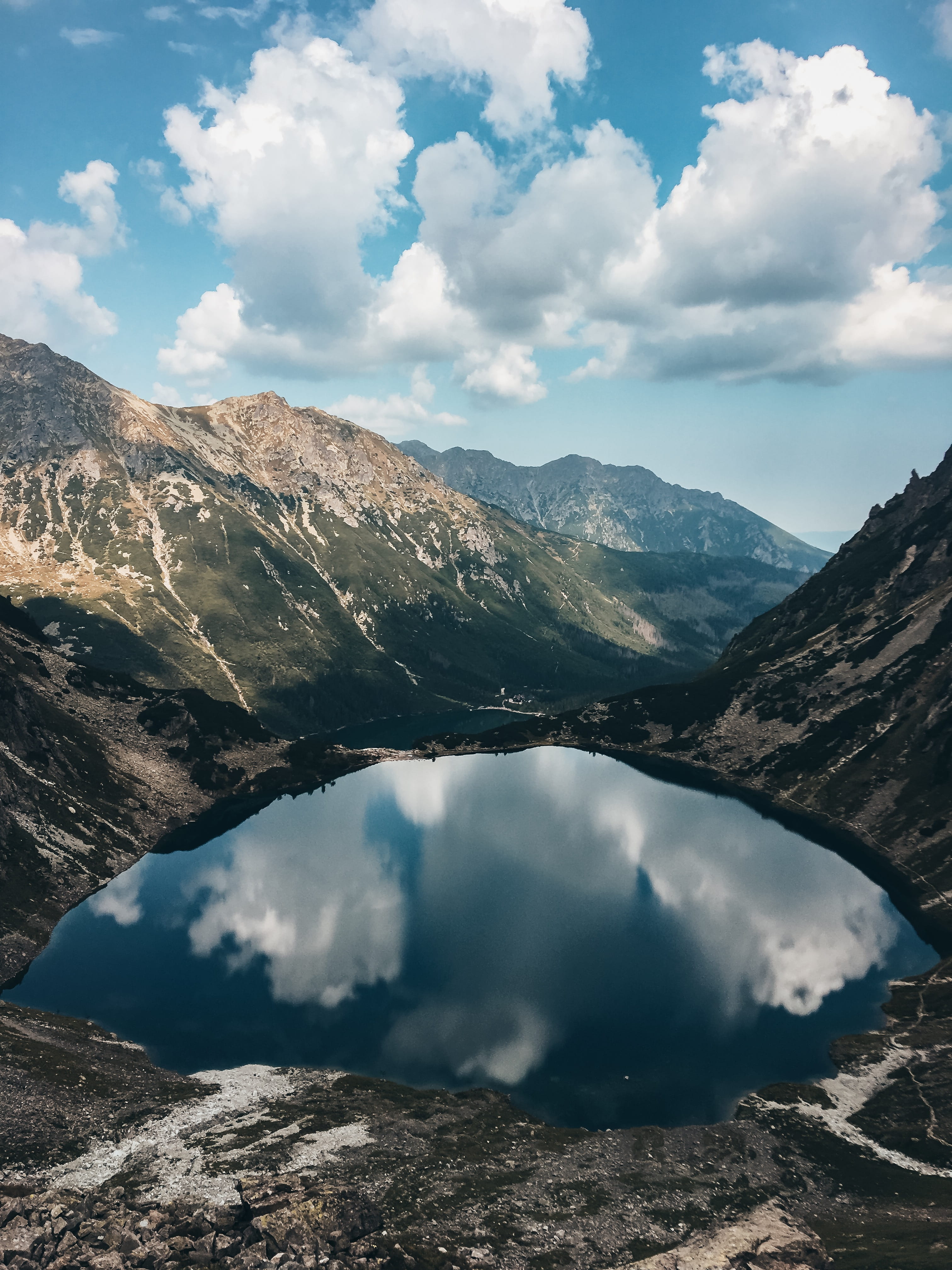 landscape, plateau, non-urban scene, lake, scenics - nature, basin, cloud - sky, scenery, wilderness, idyllic, crater, tranquil scene, geology, aerial view, Phone HD Wallpaper