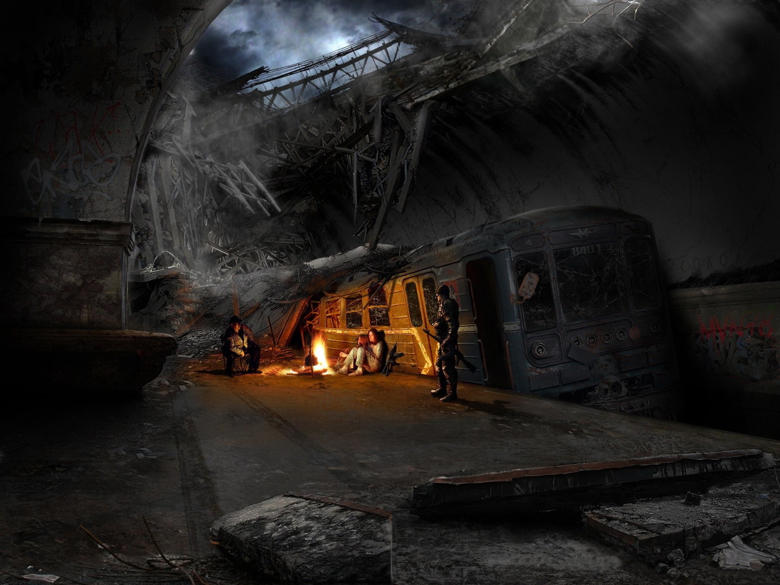 the fire, train, the evening, Metro 2033, 720P, HD Wallpaper