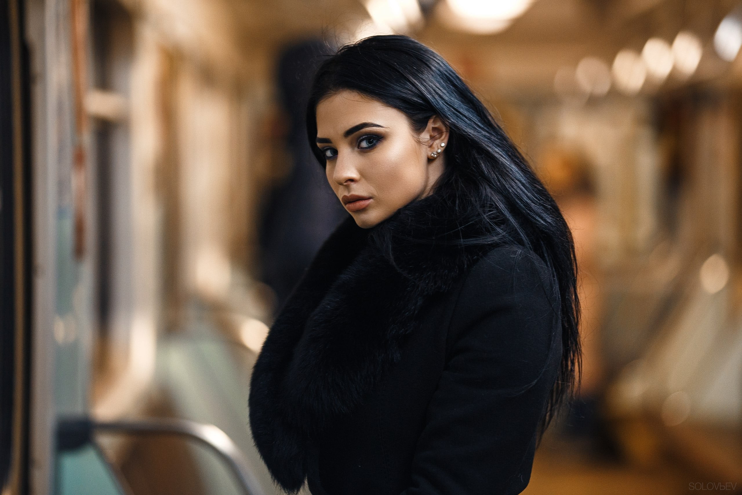 fashion, black hair, beauty, beautiful people, looking, adult, young adult, women, focus on foreground, hair, depth of field, clothing, Viktoria Efremycheva, HD Wallpaper