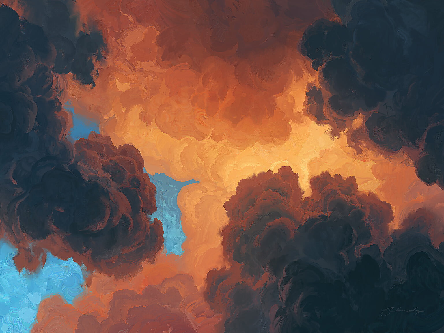 clouds, Artem Chebokha, artwork, sky, nature, 720P, HD Wallpaper