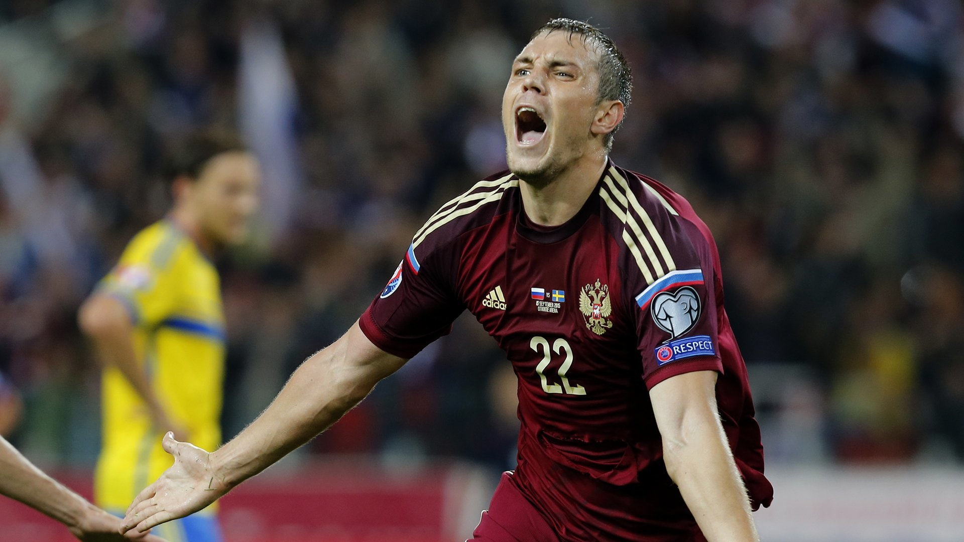 joy, 1080P, Team, Russia, Artem Dzyuba, goal, national team, football, Dzyuba, HD Wallpaper