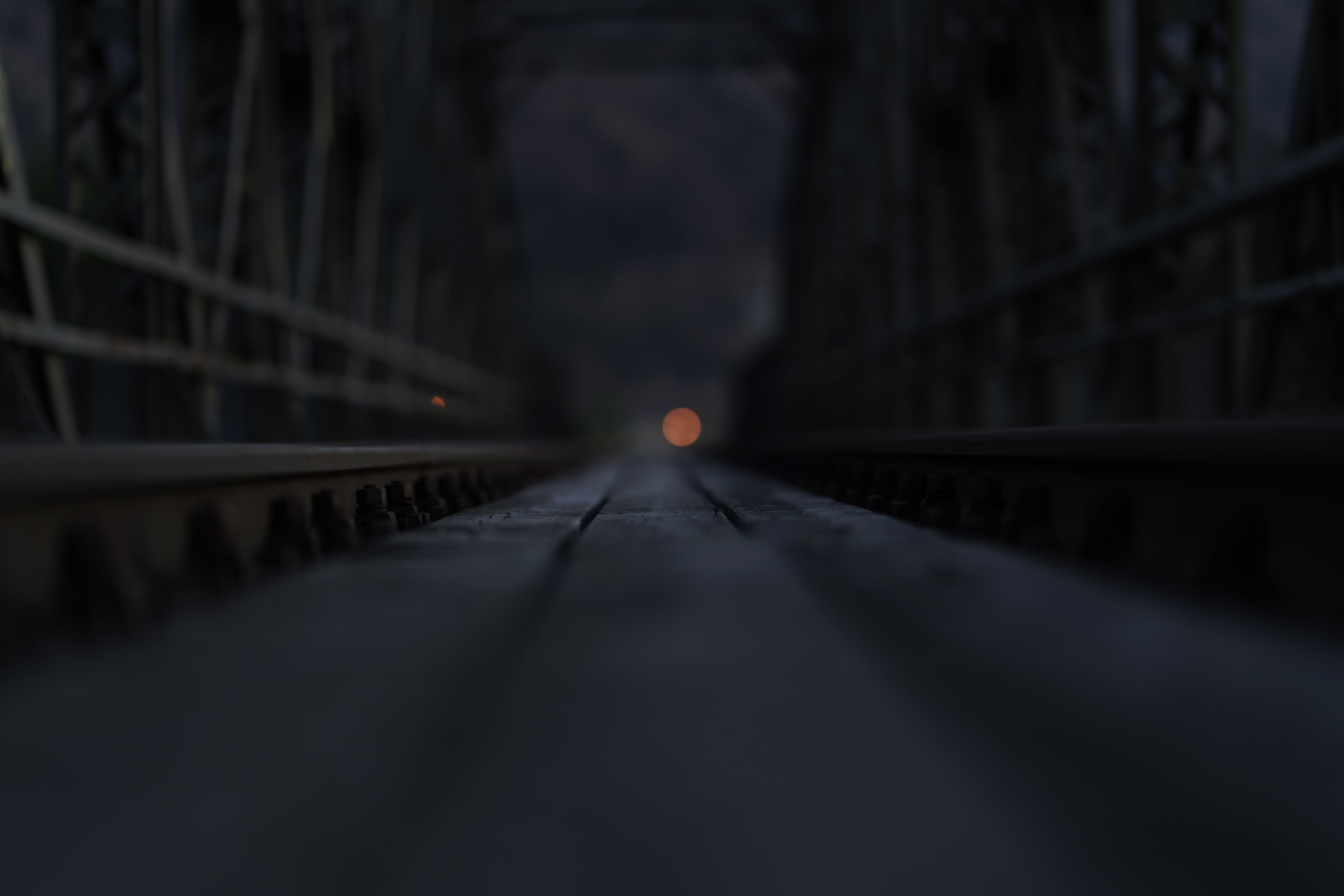 bridge - man made structure, diminishing perspective, connection, architecture, night time, footbridge, nature, built structure, photography, macro, dark, HD Wallpaper