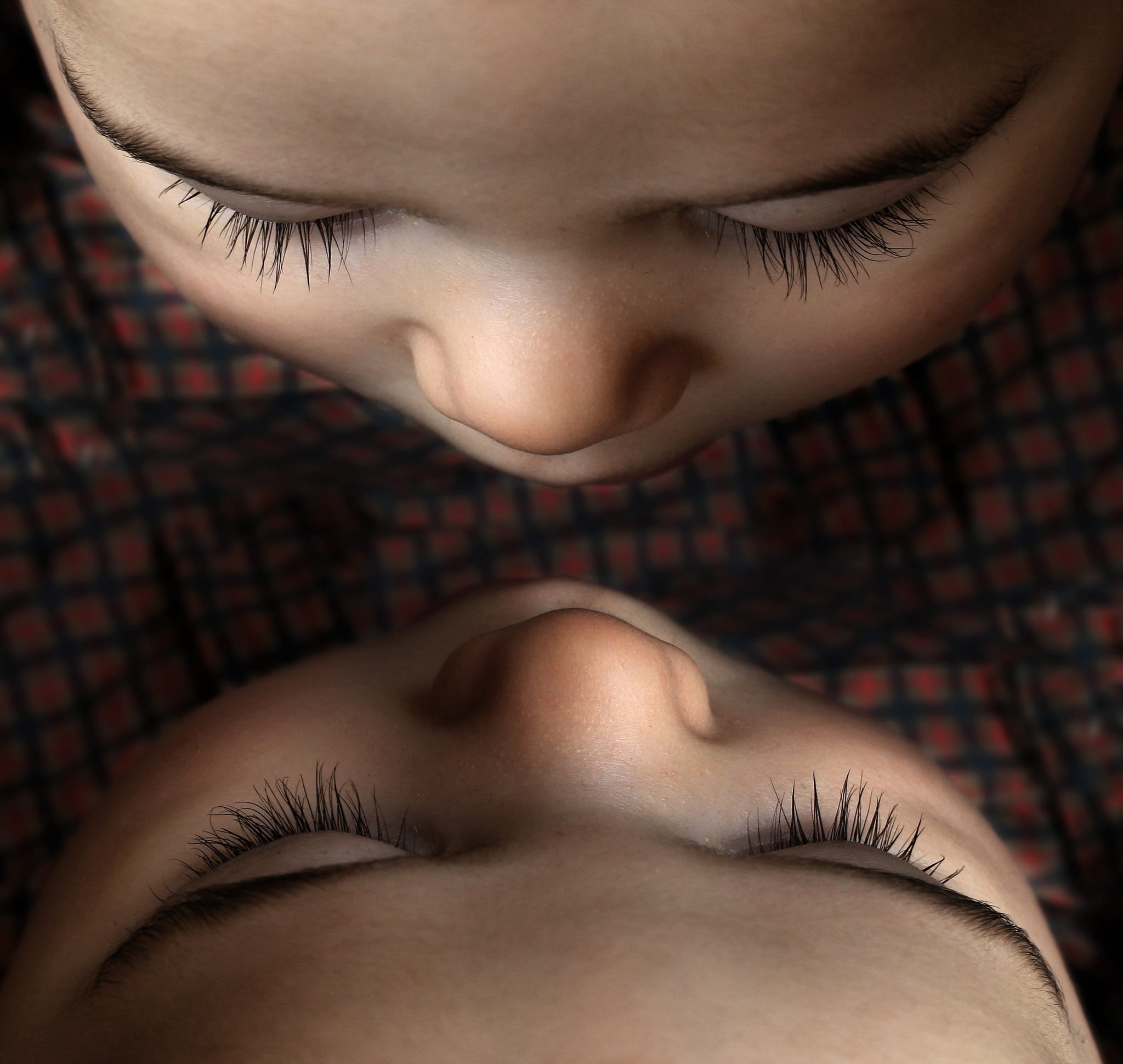 portrait, women, adult, relaxation, innocence, eyelashes, young adult, one person, boy, twins, eyelash, indoors, mirror effect, human face, black background, HD Wallpaper