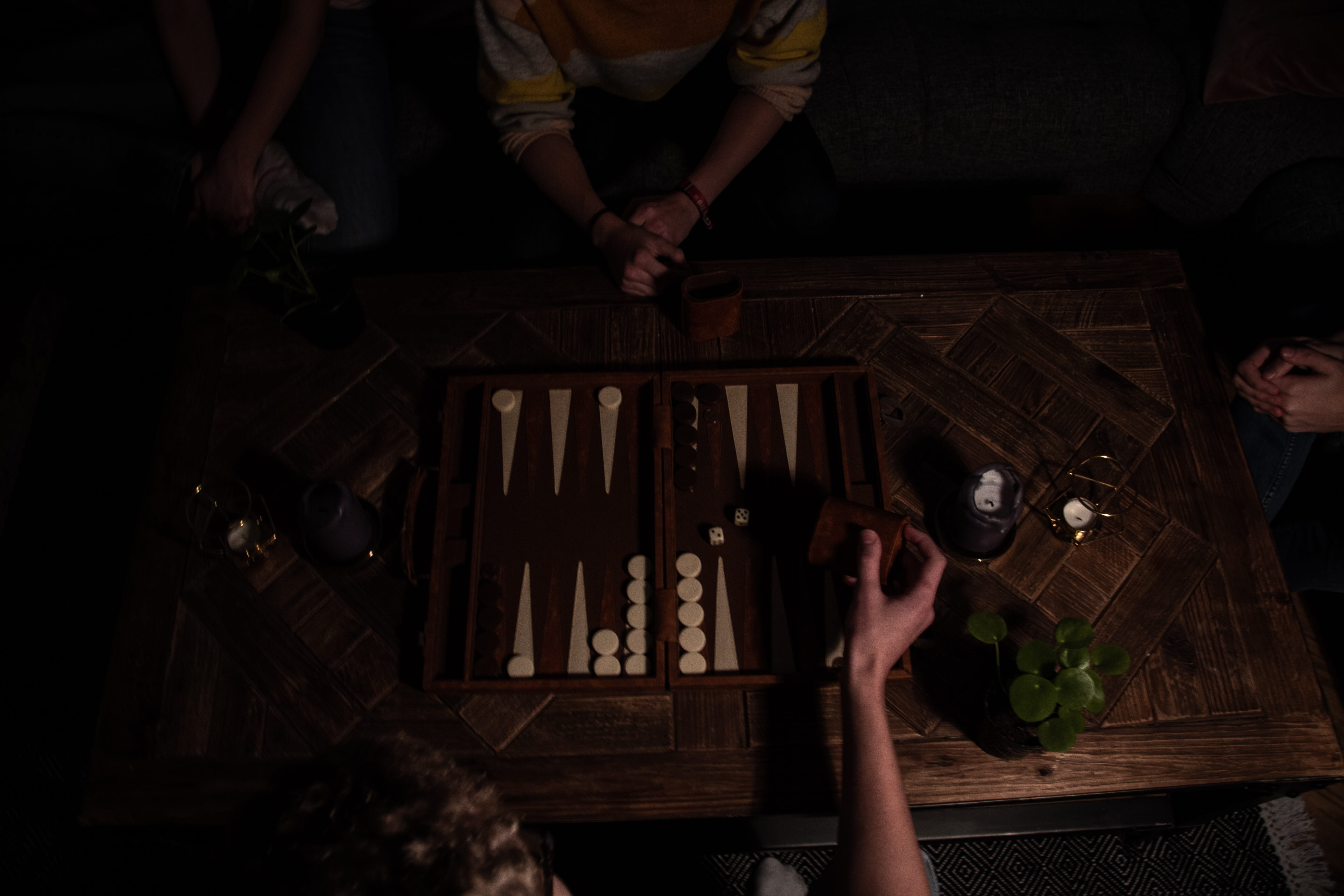 hand, dark, wood - material, adult, high angle view, holding, person, night, board game, human body part, real people, group, indoors, group of people, HD Wallpaper