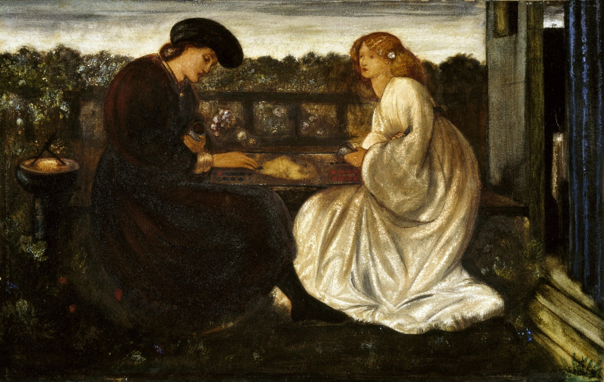 Backgammon players, 1862, 1080P, Edward Burne-Jones, HD Wallpaper