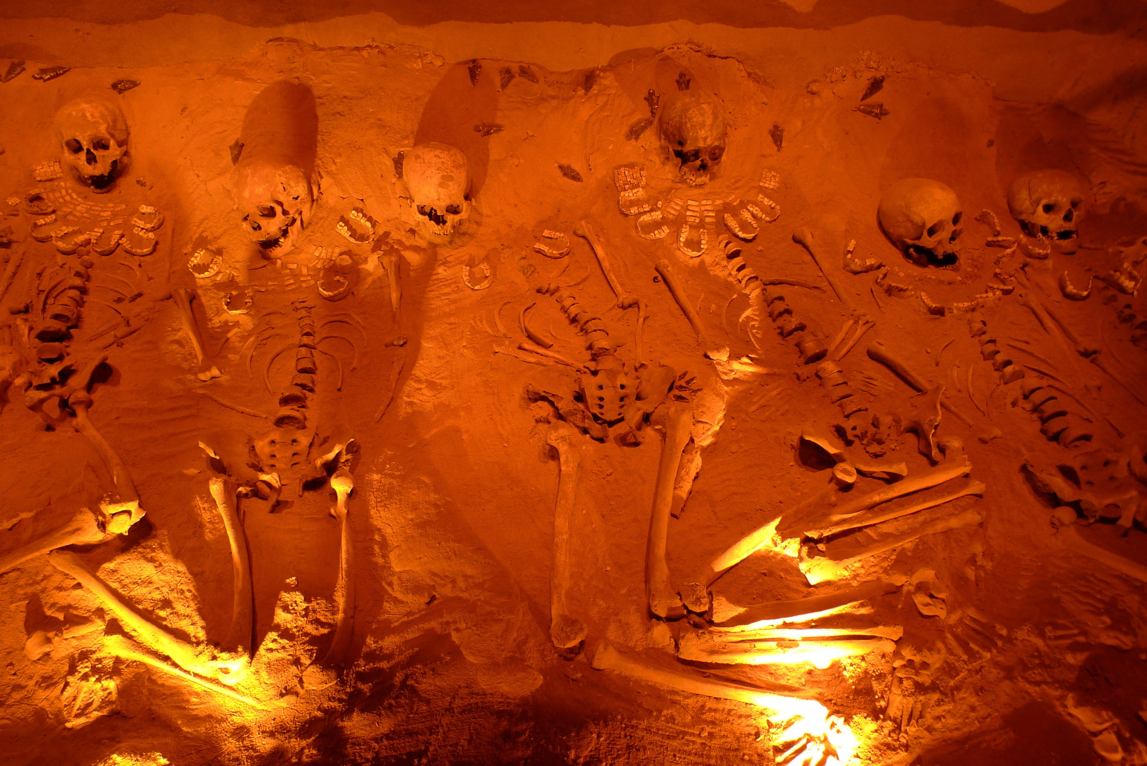 bone, Grave, high angle view, Burial, death, land, physical geography, sand, art and craft, full frame, orange color, Orange, indoors, spooky, textured, HD Wallpaper