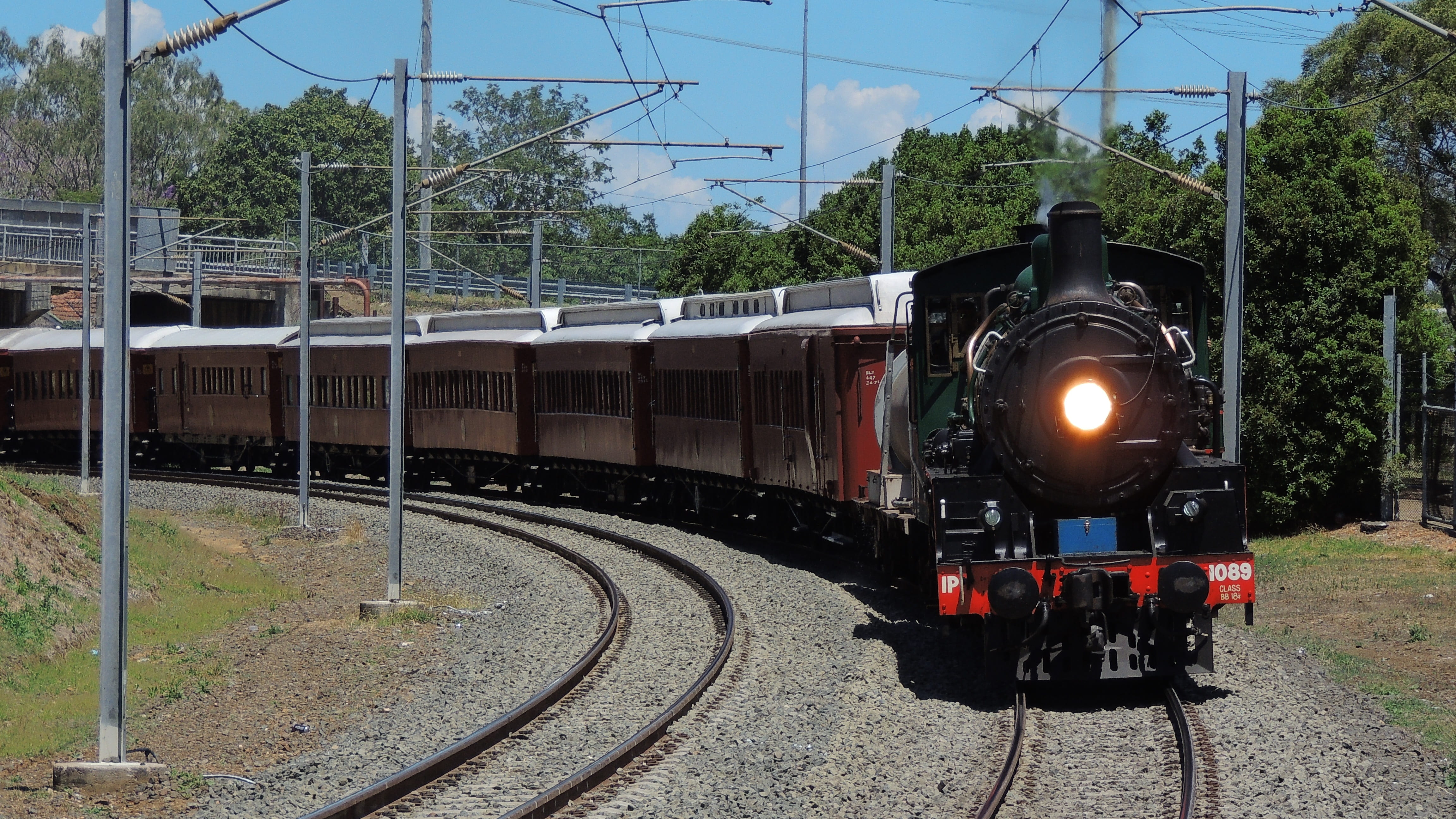 rail transportation, train, outdoors, no people, traffic, australia, mode of transportation, train - vehicle, electricity, rail, nature, day, travel, sky, HD Wallpaper