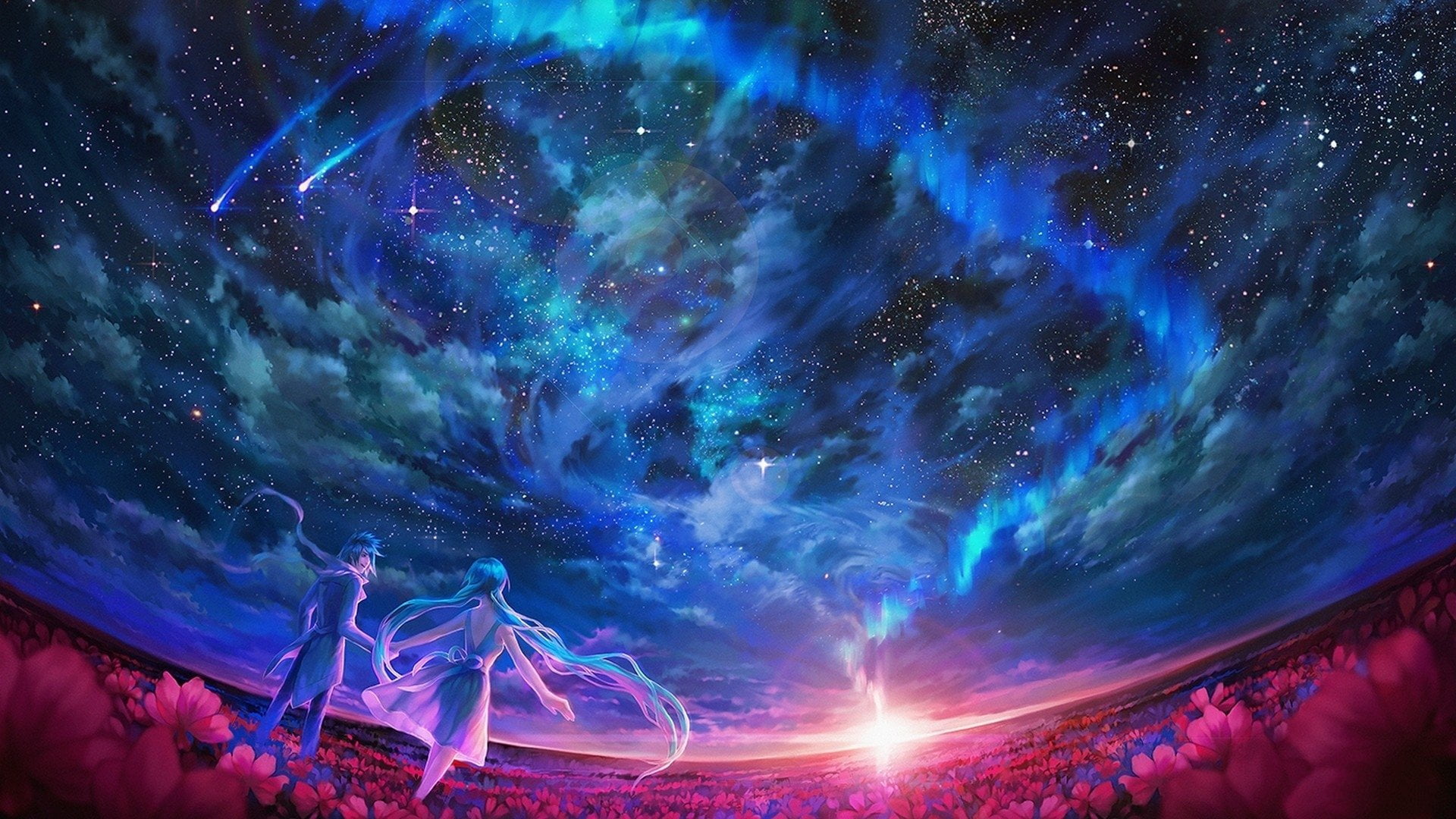 Anime, milky way, no people, architecture, motion, astronomy, Long Hair, music festival, star - space, Original, night, light trail, Sun, long exposure, HD Wallpaper
