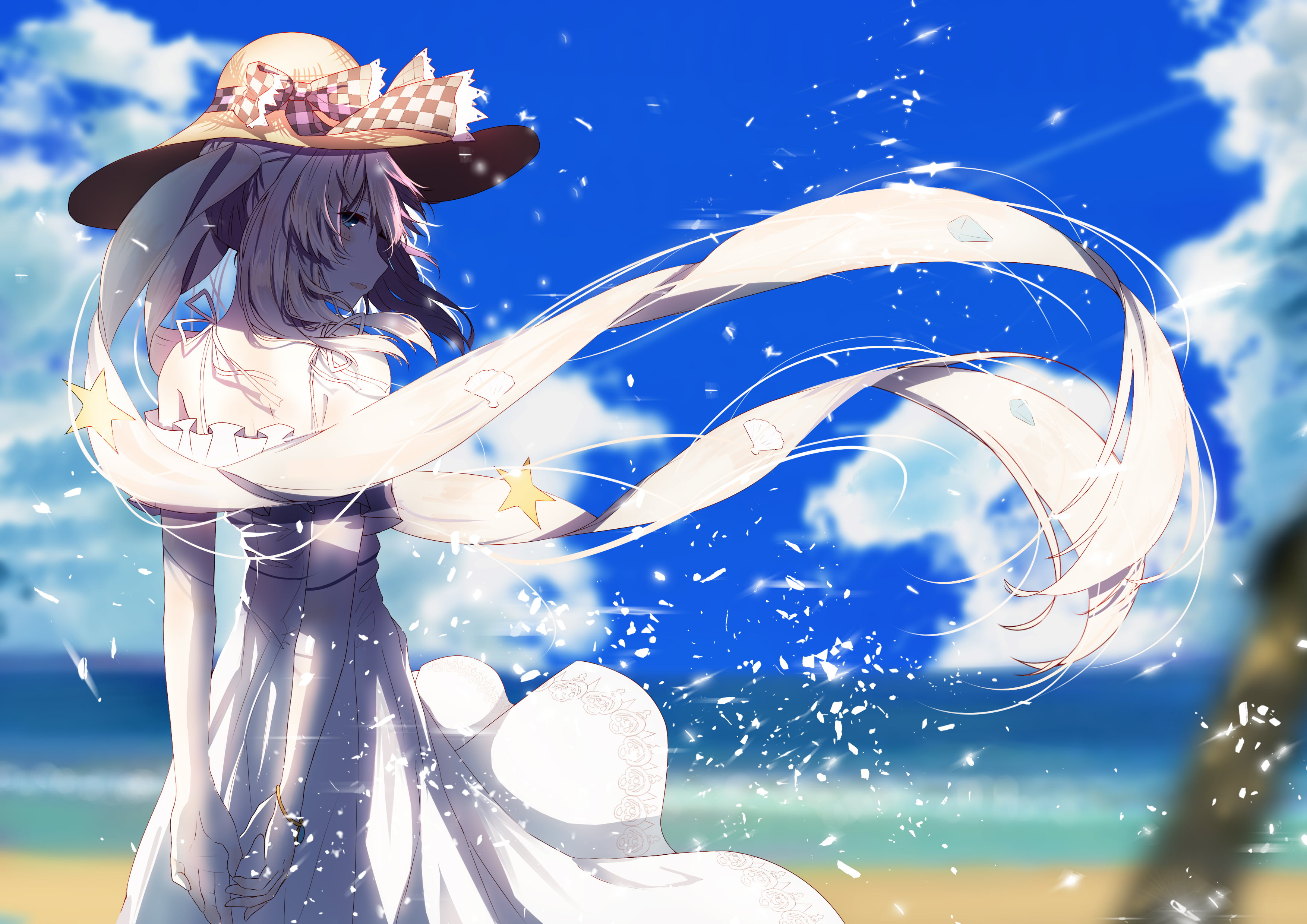 clouds, Fate Series, nature, anime girls, aqua eyes, twintails, sky, leisure activity, standing, Fate/Grand Order, representation, focus on foreground, HD Wallpaper