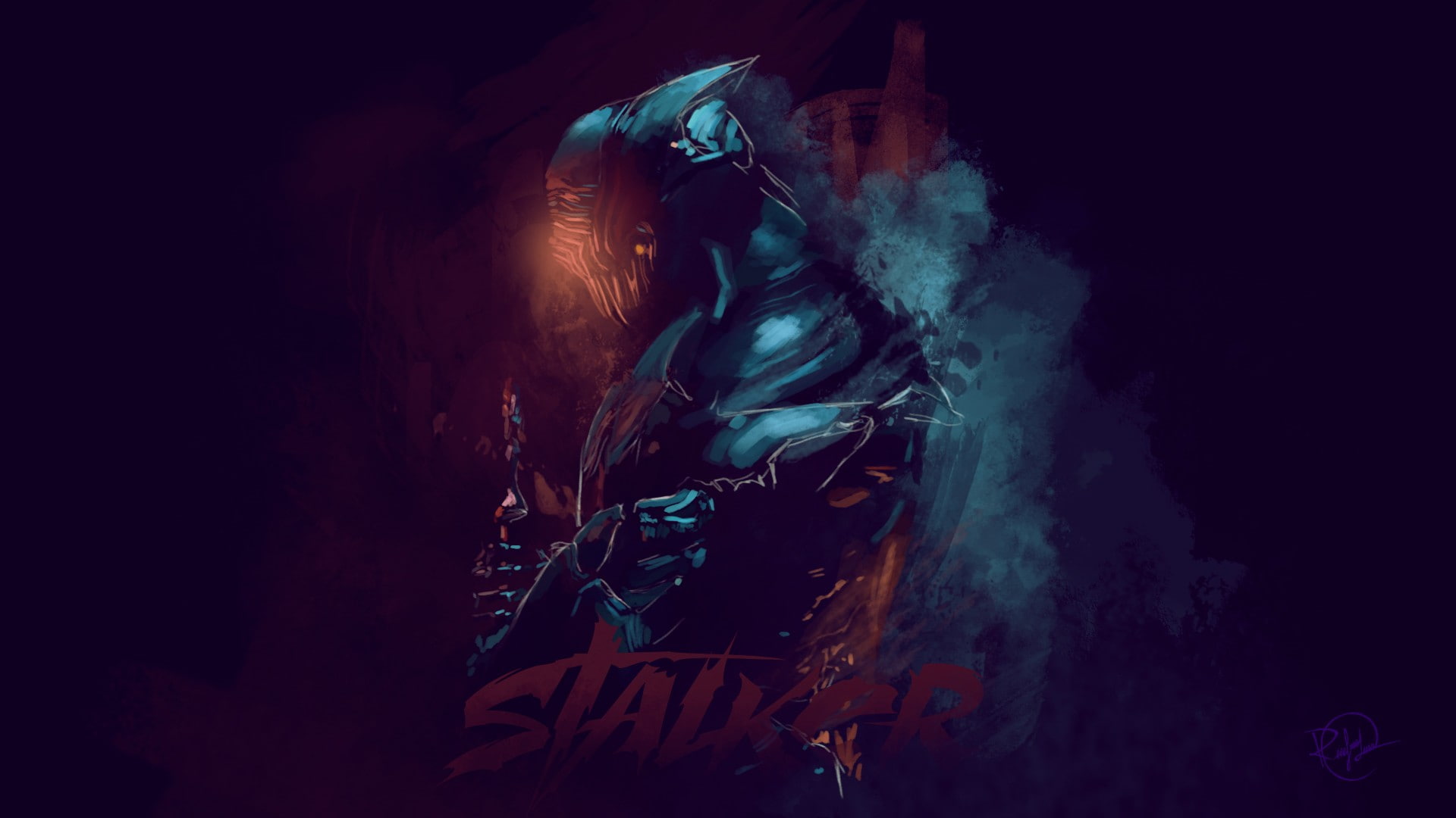 multiple exposure, clothing, nightlife, one person, smoke - physical structure, warframe stalker warframe stalker_ fan art drawing digital art, horror, HD Wallpaper