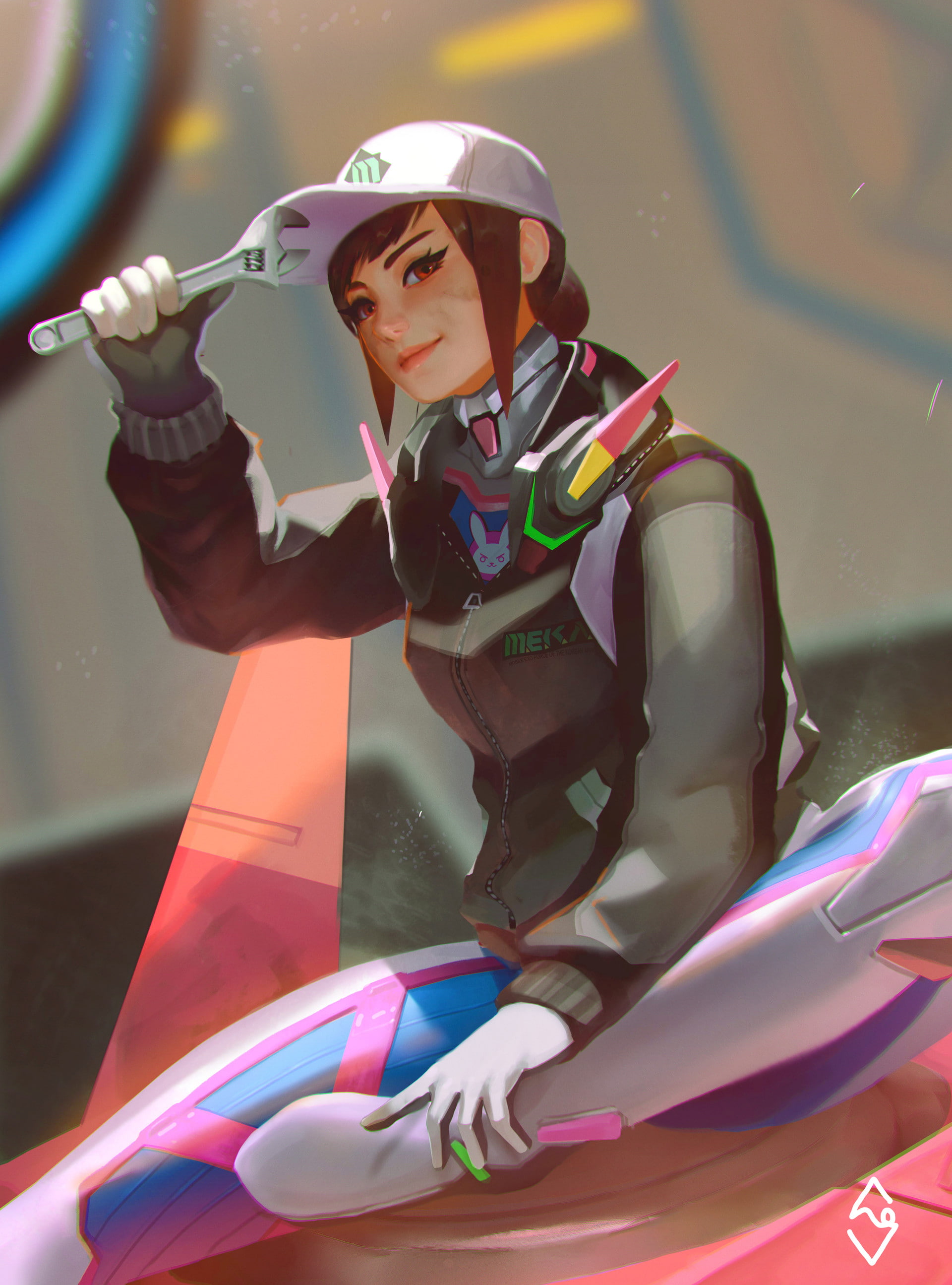 Fahmi Fauzi, women, video games, D.Va (Overwatch), portrait display, Overwatch, mechanics, 2K, Phone HD Wallpaper