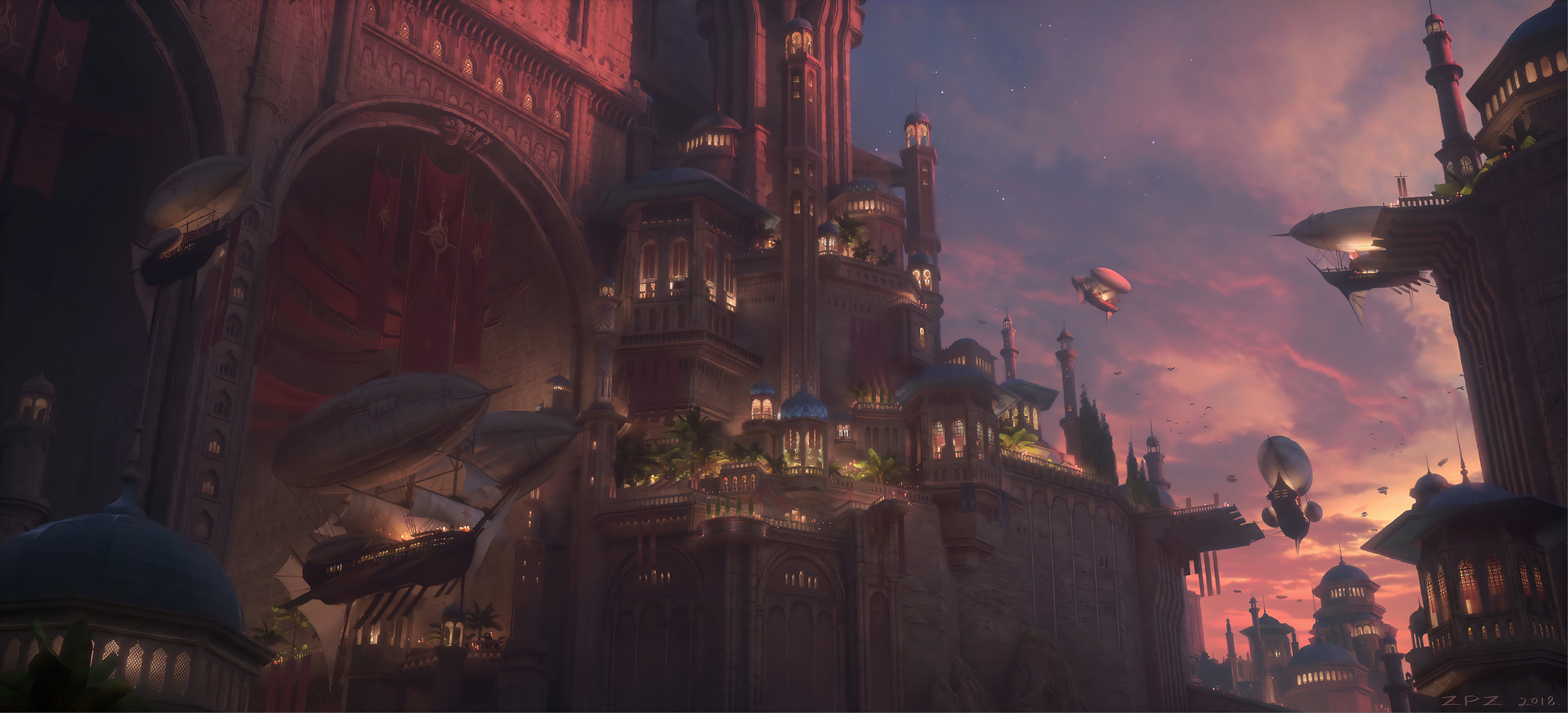 8K, structure, Pengzhen Zhang, Fantasy Architecture, HD Wallpaper