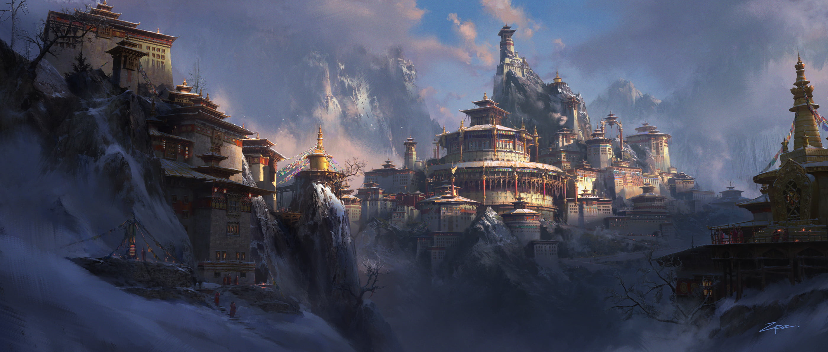 Penzhen Zhang, 2K, landscape, digital art, Pengzhen Zhang, HD Wallpaper