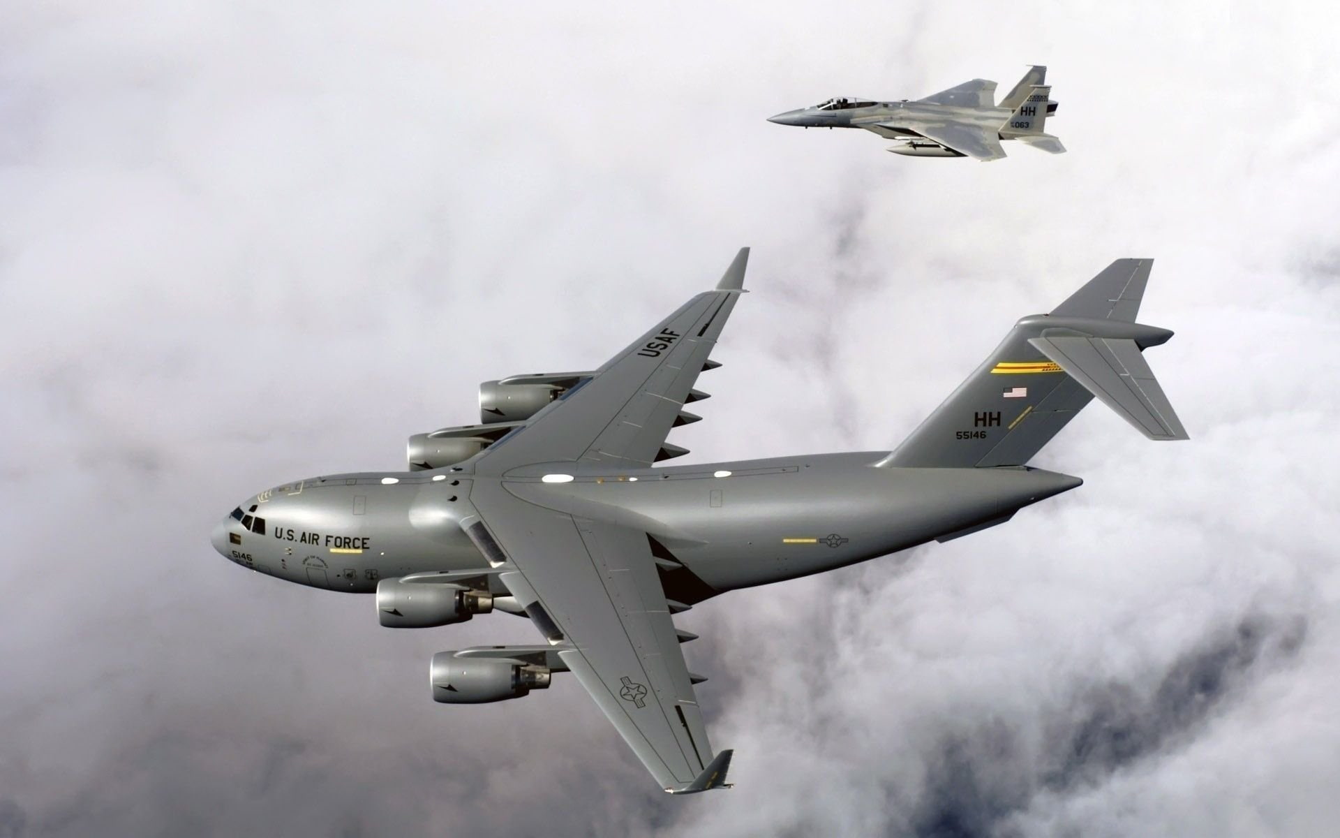 eagle, globemaster, 1080P, military, transport, c 17, f 15, jet, airplane, fighter, 114, HD Wallpaper