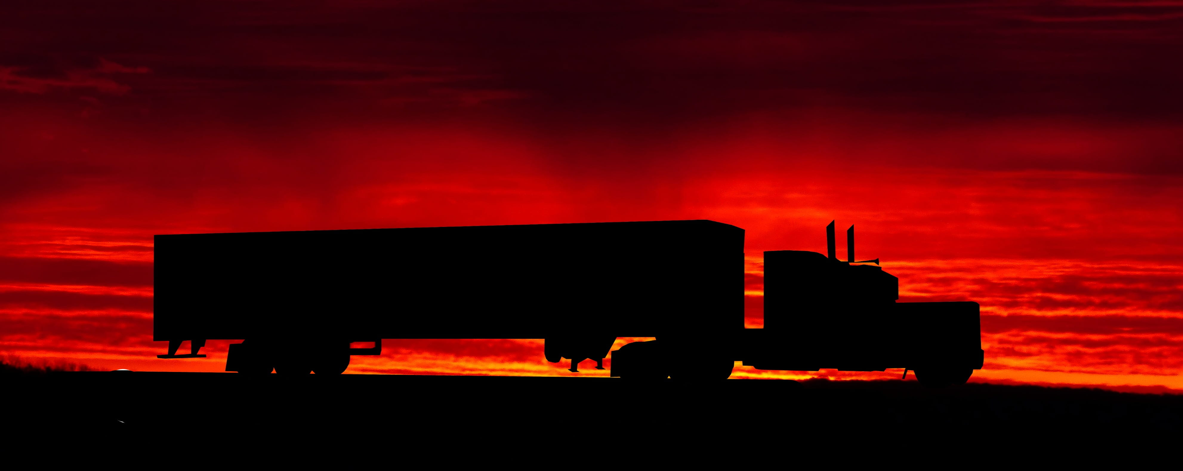 freight transportation, color, 4K, semi-truck, transportation, night, sky, sunset, commercial land vehicle, motor vehicle, freight, industry, evening, HD Wallpaper