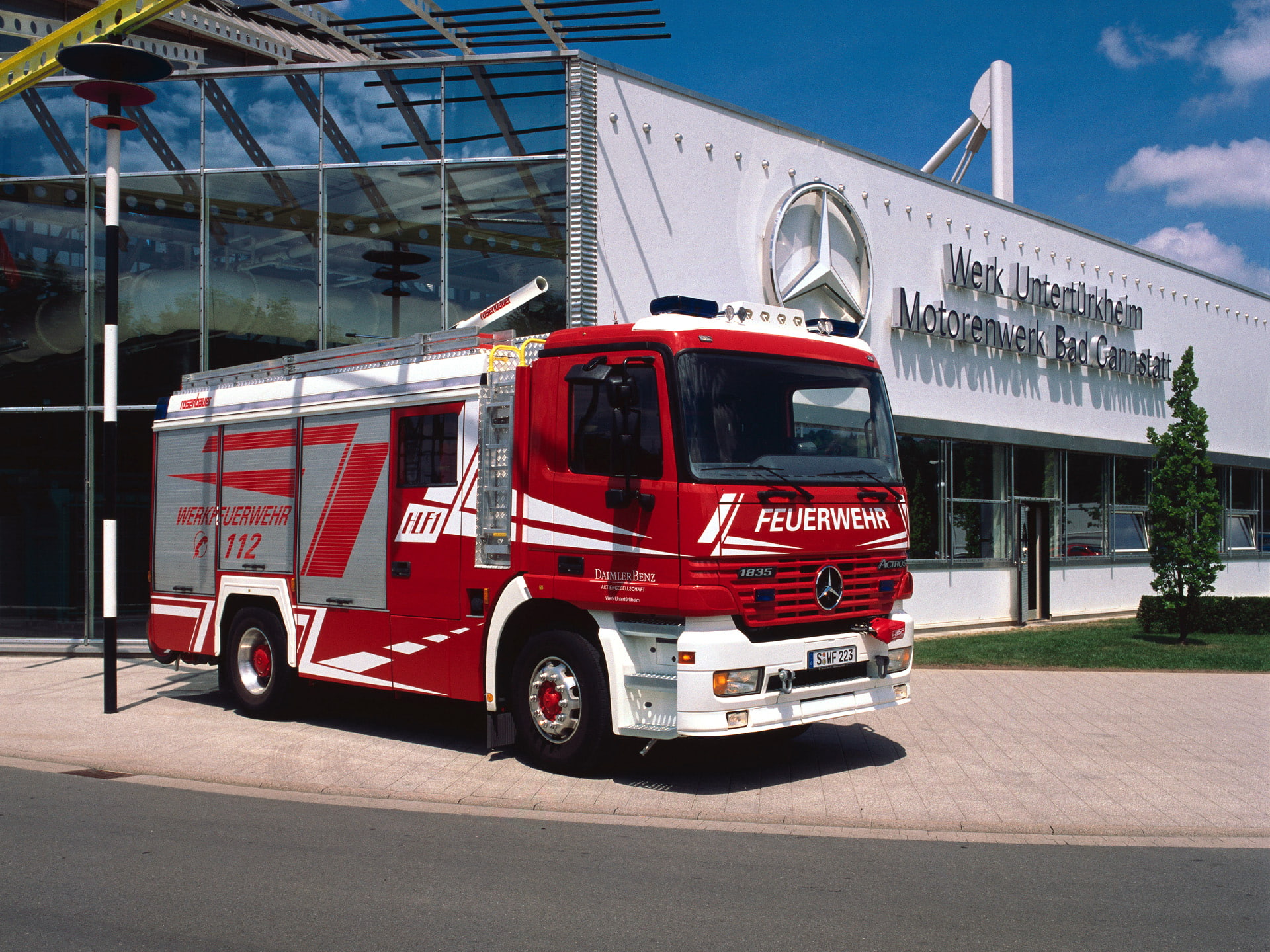 mercedes, actros, mp1, feuerwehr, benz, firetruck, 1080P, rosenbauer, 1997, 1835, HD Wallpaper