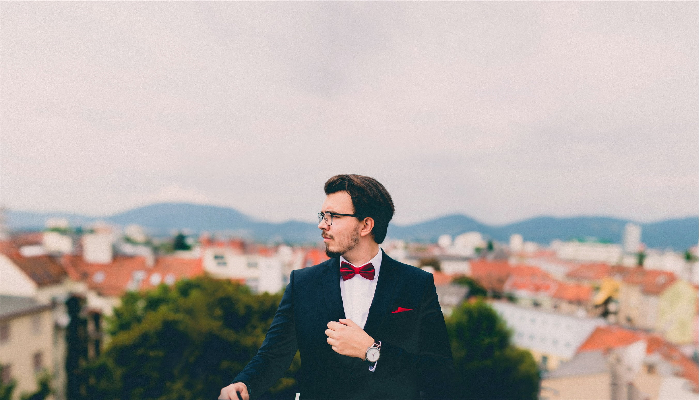 one person, guy, focus, males, photography, day, bowtie, man, pocket square, watch, only men, sunglasses, built structure, building exterior, fashion, business, HD Wallpaper