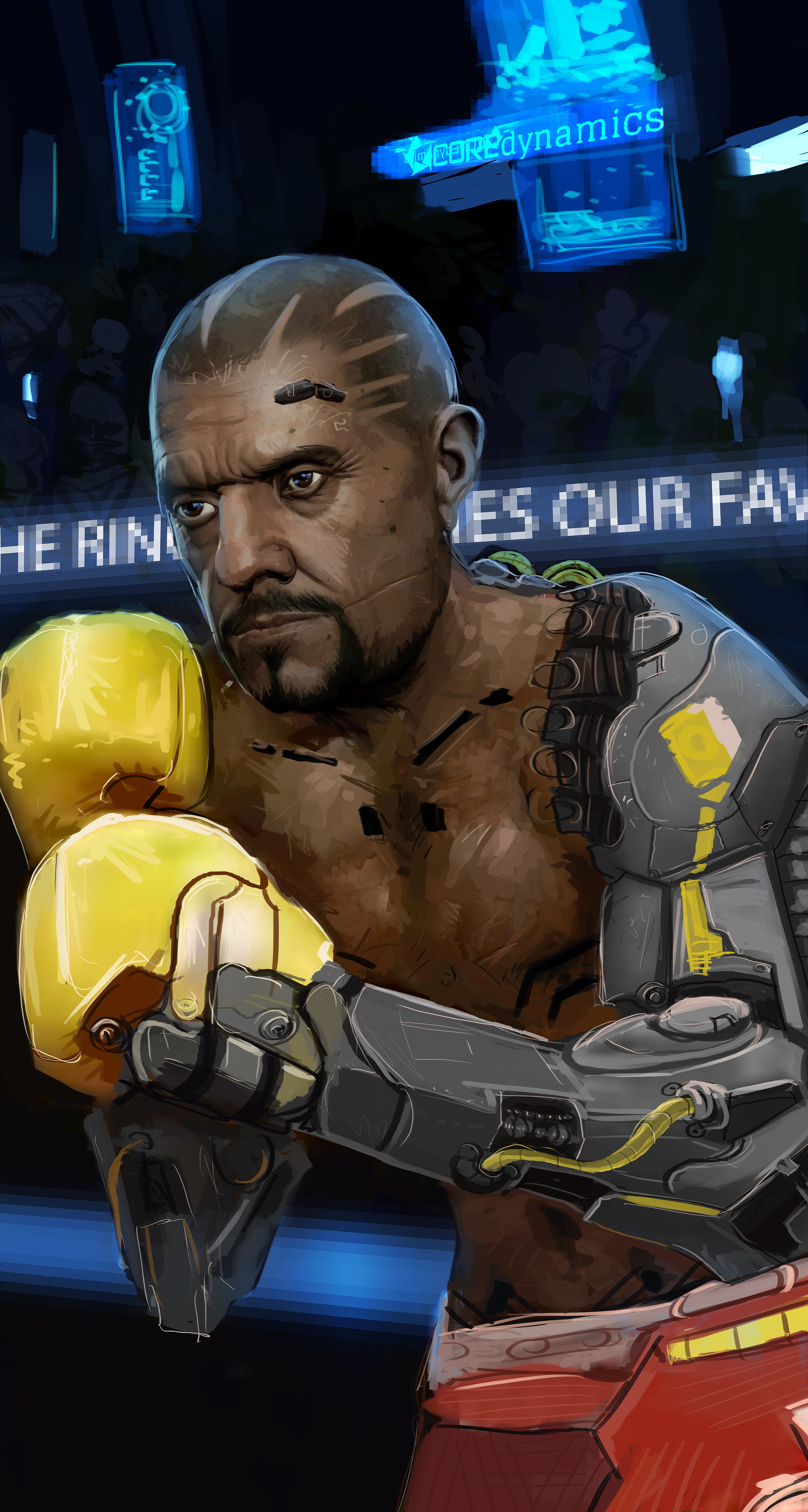 boxers, Elite: Dangerous, Commander, cyborg, 5K, boxing gloves, Kev-Art, Phone HD Wallpaper