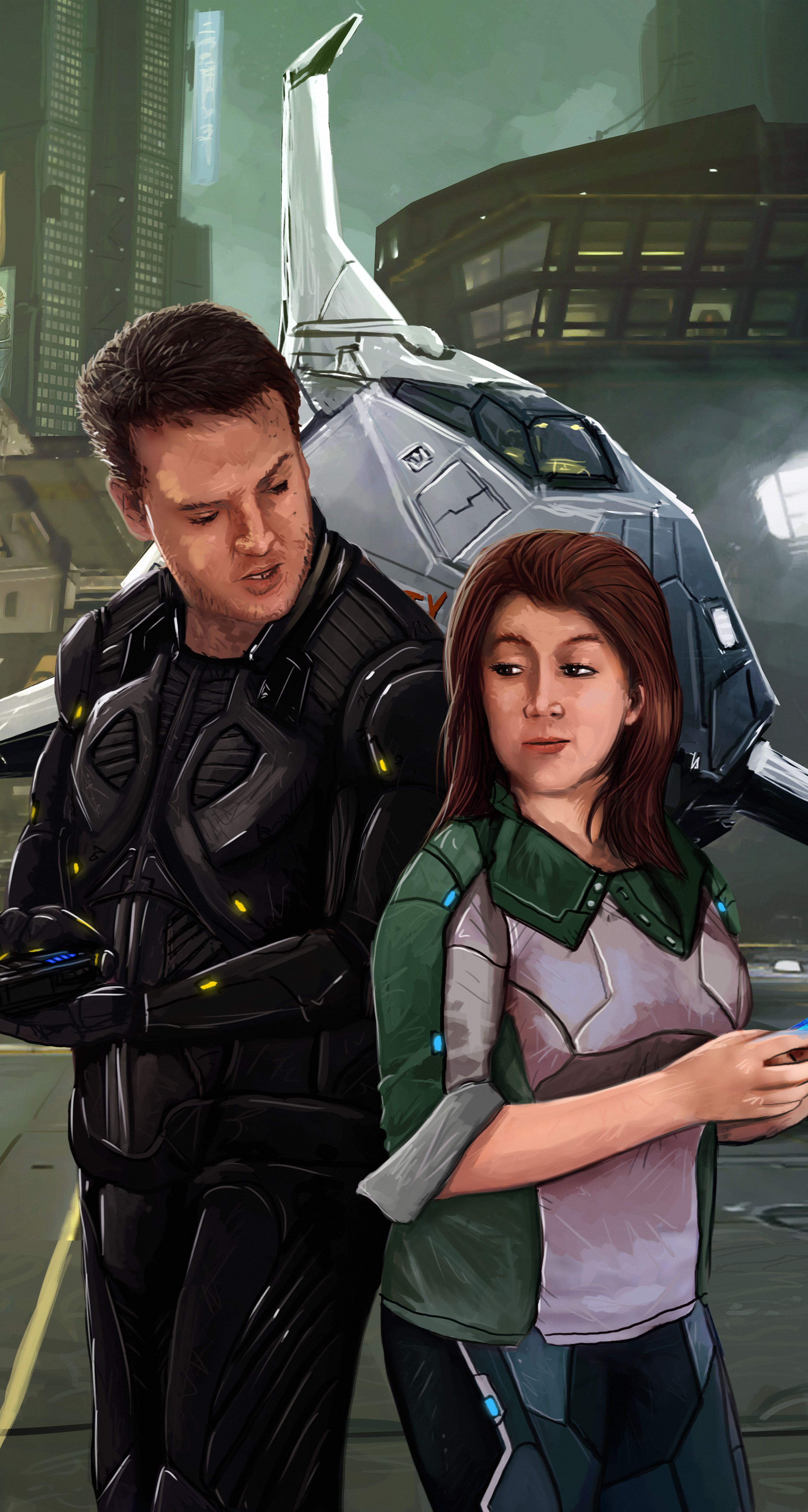 Commander, Kev-Art, women, 5K, Elite: Dangerous, Phone HD Wallpaper