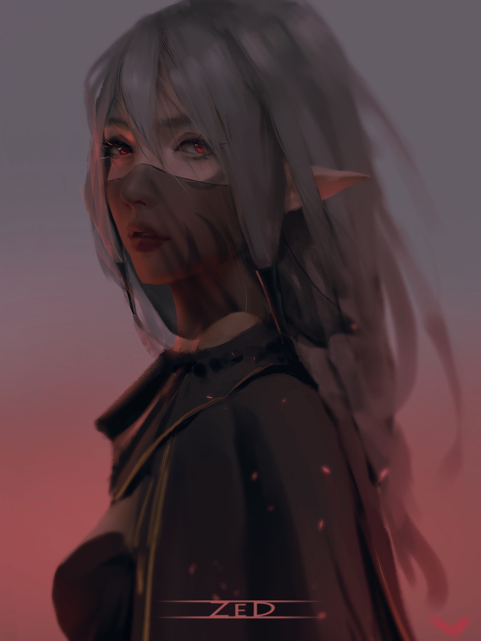 red eyes, women, fantasy art, Elfs, Trungbui, 2K, digital painting, Phone HD Wallpaper