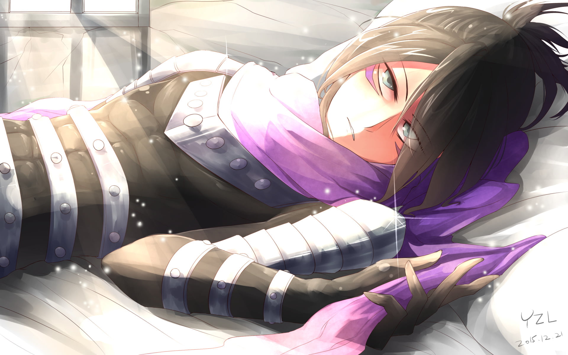 Ninja, sunlight, business, Pillow, no people, Sonic (One-Punch Man), purple, fashion, Scarf, Armor, Bed, One-Punch Man, 1080P, large group of objects, HD Wallpaper