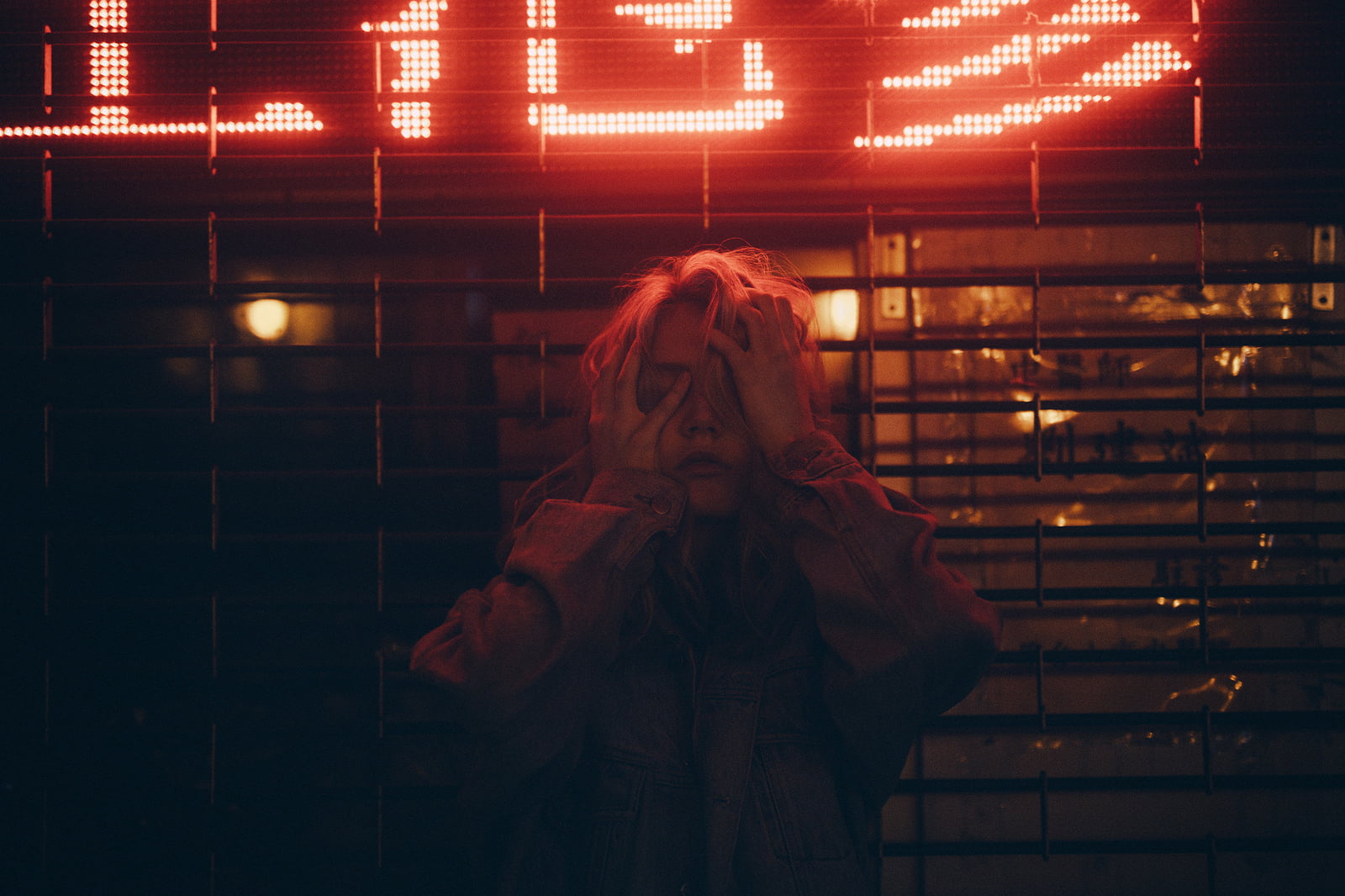neon, real people, cold temperature, depression - sadness, one person, lighting equipment, architecture, adult, hairstyle, clothing, young women, winter, HD Wallpaper