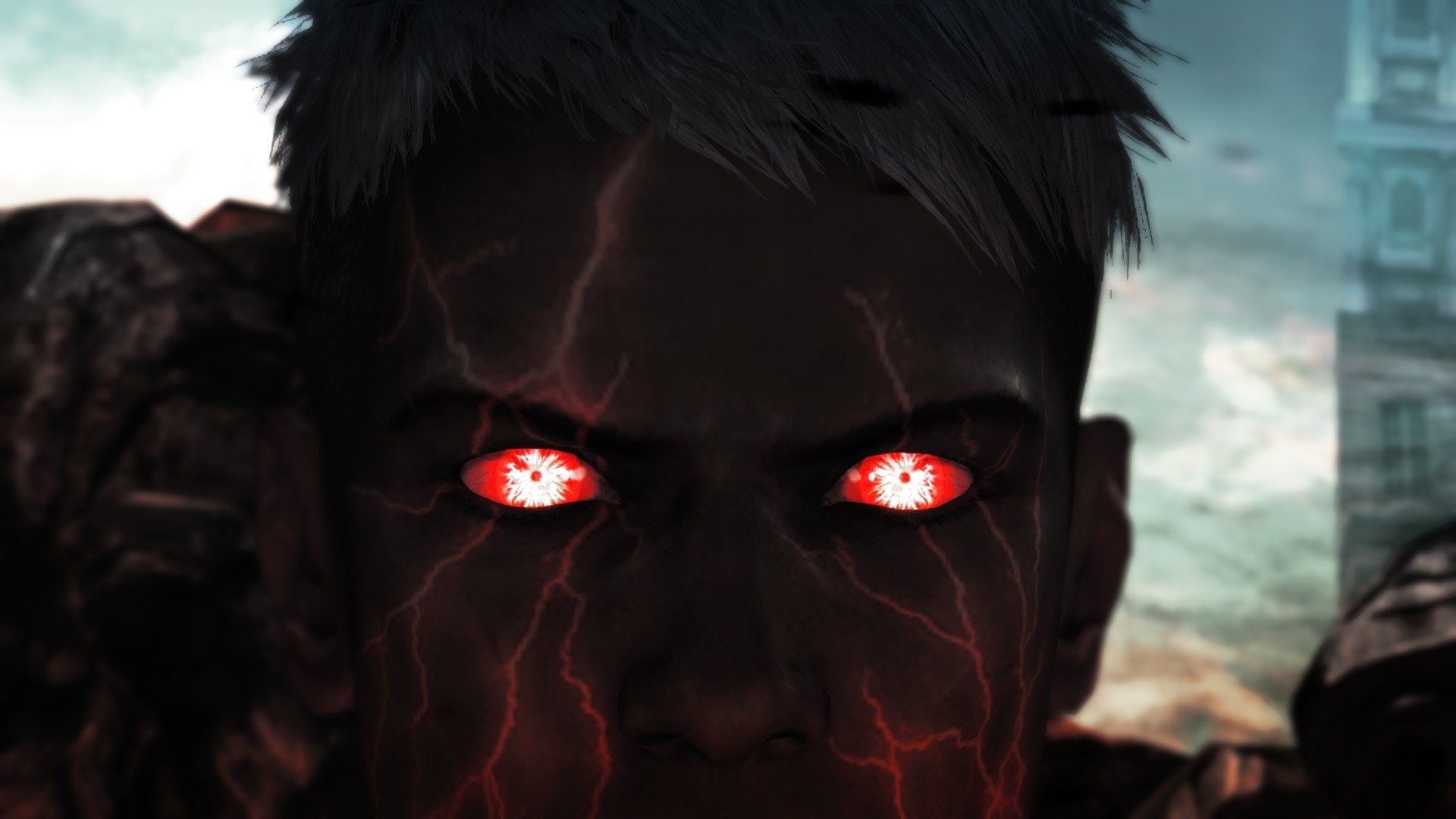 Close-Up, Glowing Eyes, Red Eyes, Dante (Devil May Cry), White Hair, Devil May Cry, 1080P, Man, HD Wallpaper