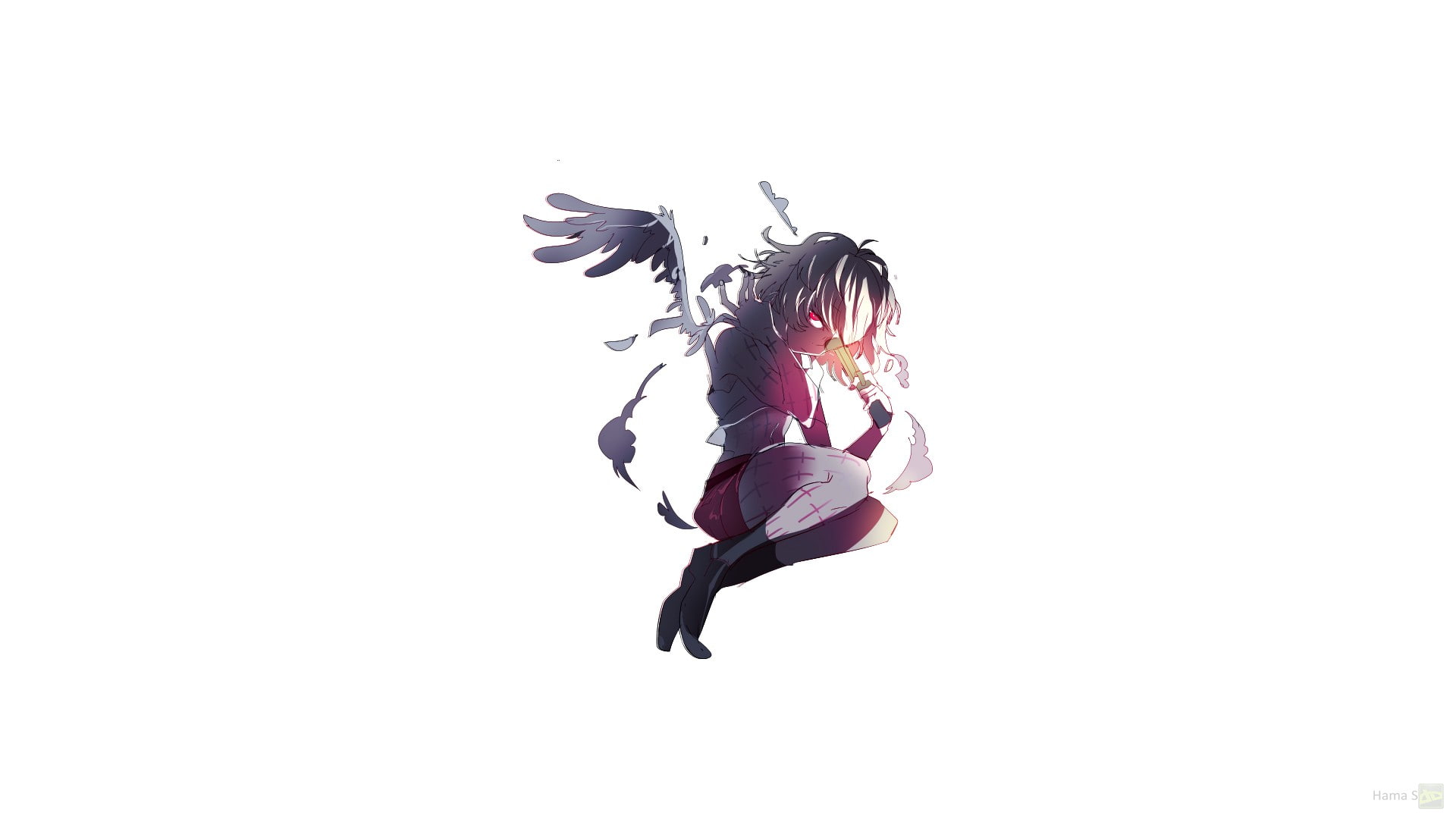 red, short, red eyes, short hair, girls, anime, anime girls, 1080P, hair, eyes, HD Wallpaper